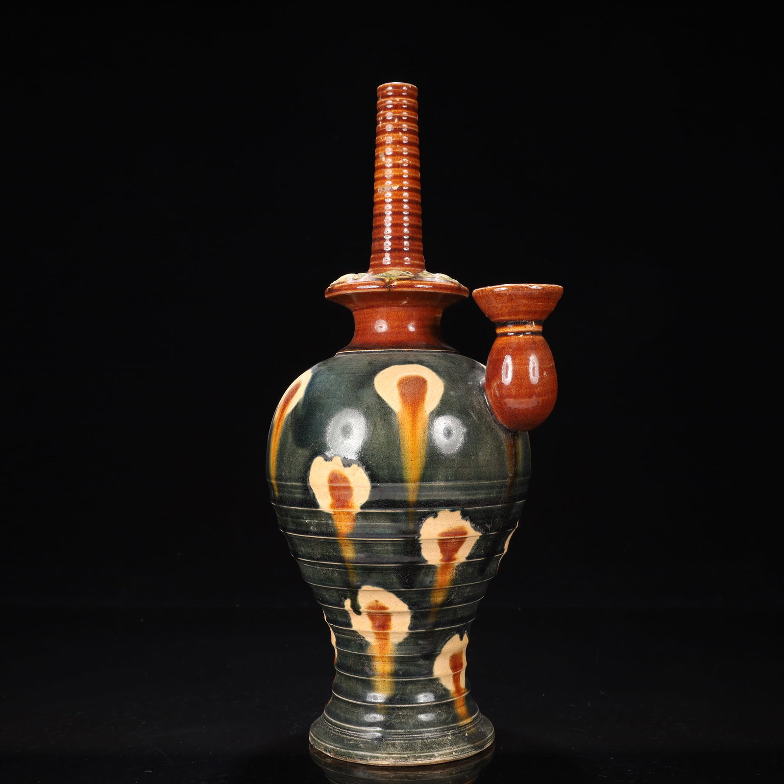 A Rare Tang Tri-Color Glazed Pottery Vase - 6