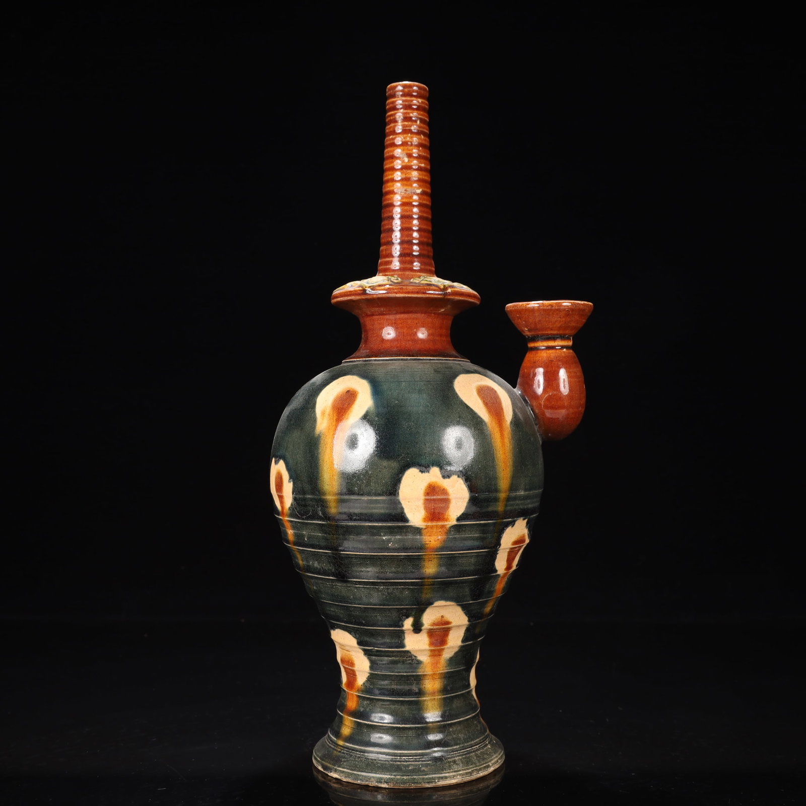 A Rare Tang Tri-Color Glazed Pottery Vase - 7