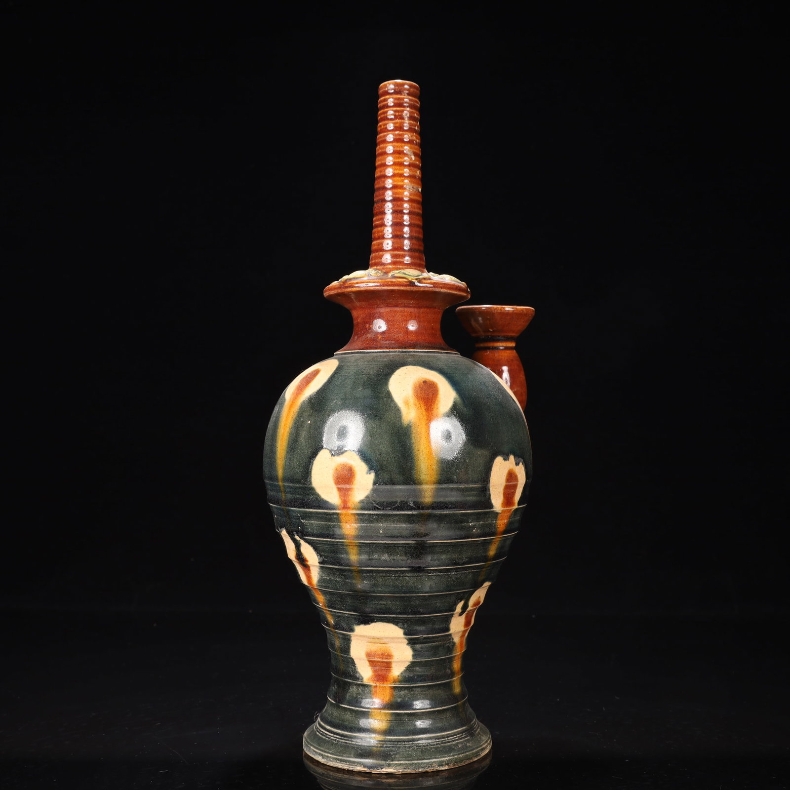 A Rare Tang Tri-Color Glazed Pottery Vase - 8