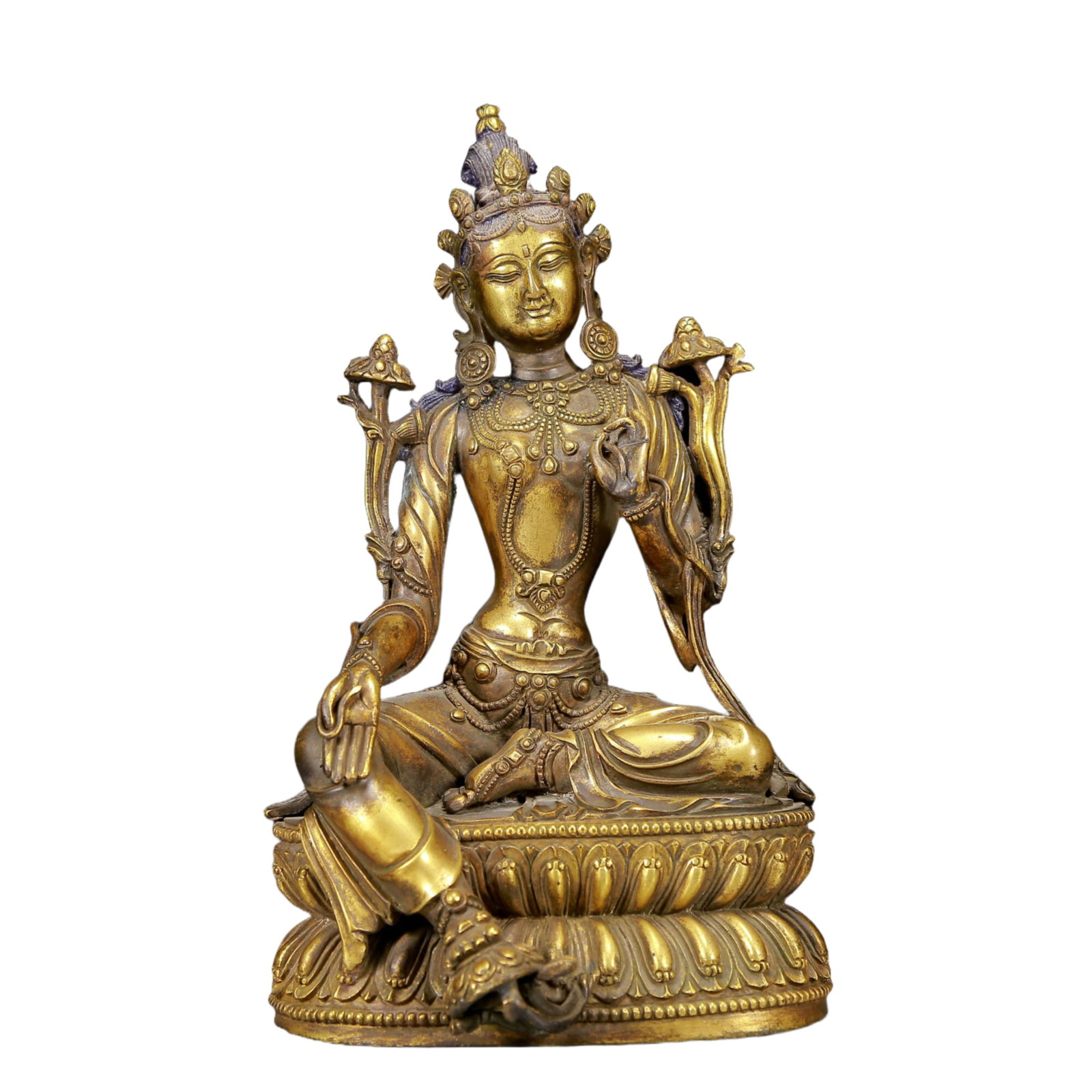 A Solemn Gilt Bronze Statue of Sakyamuni: Estimated Value:4800-9600 A Solemn Gilt Bronze Statue of Sakyamuni,Ming Dynasty, China,Size:6.3inx5.1inx10.6in,Weight:3380g 铜鎏金释迦摩尼像，