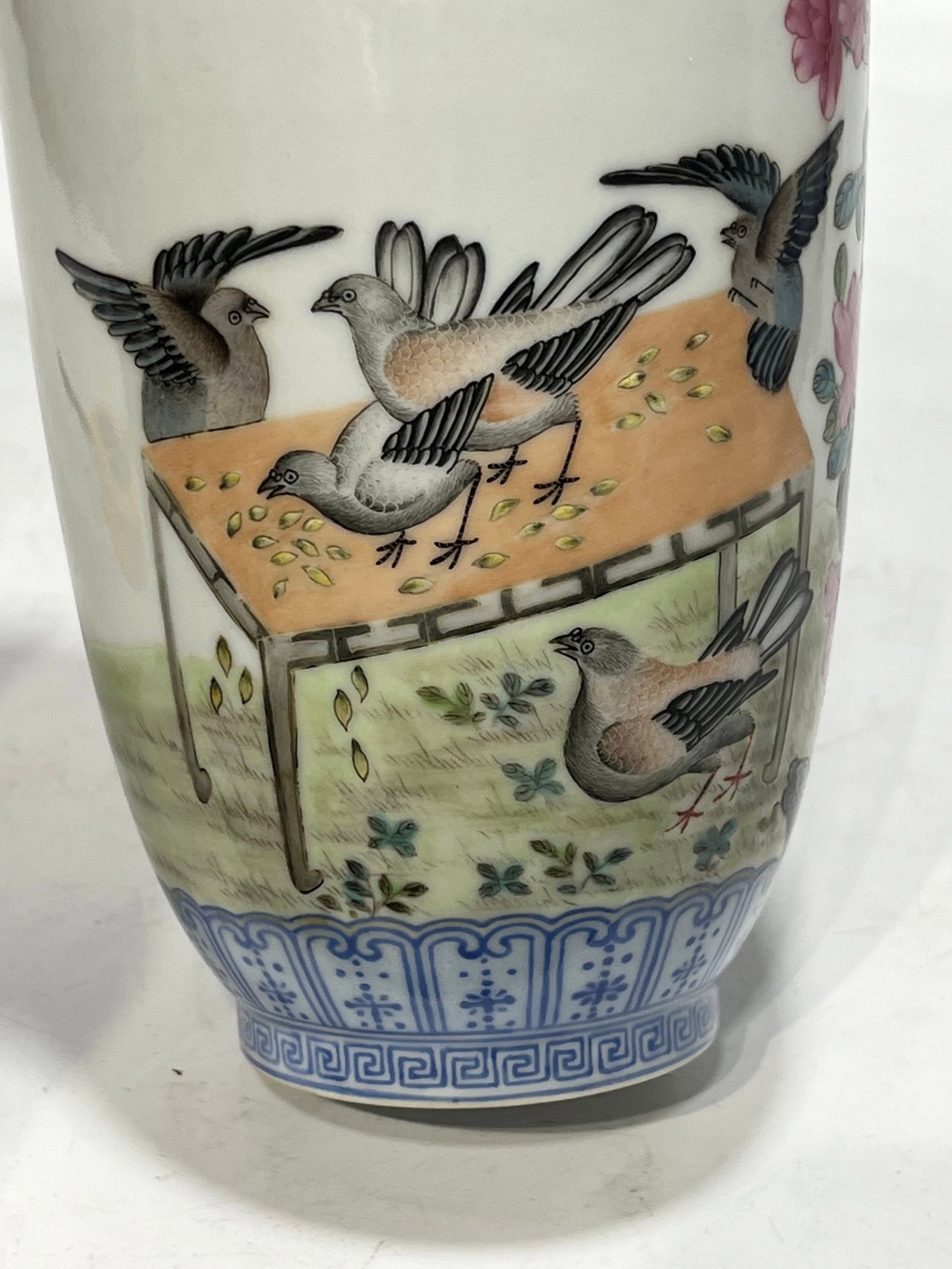 An Exquisite Famille-Rose Flower and Bird Pattern Vase,With Poem - 11
