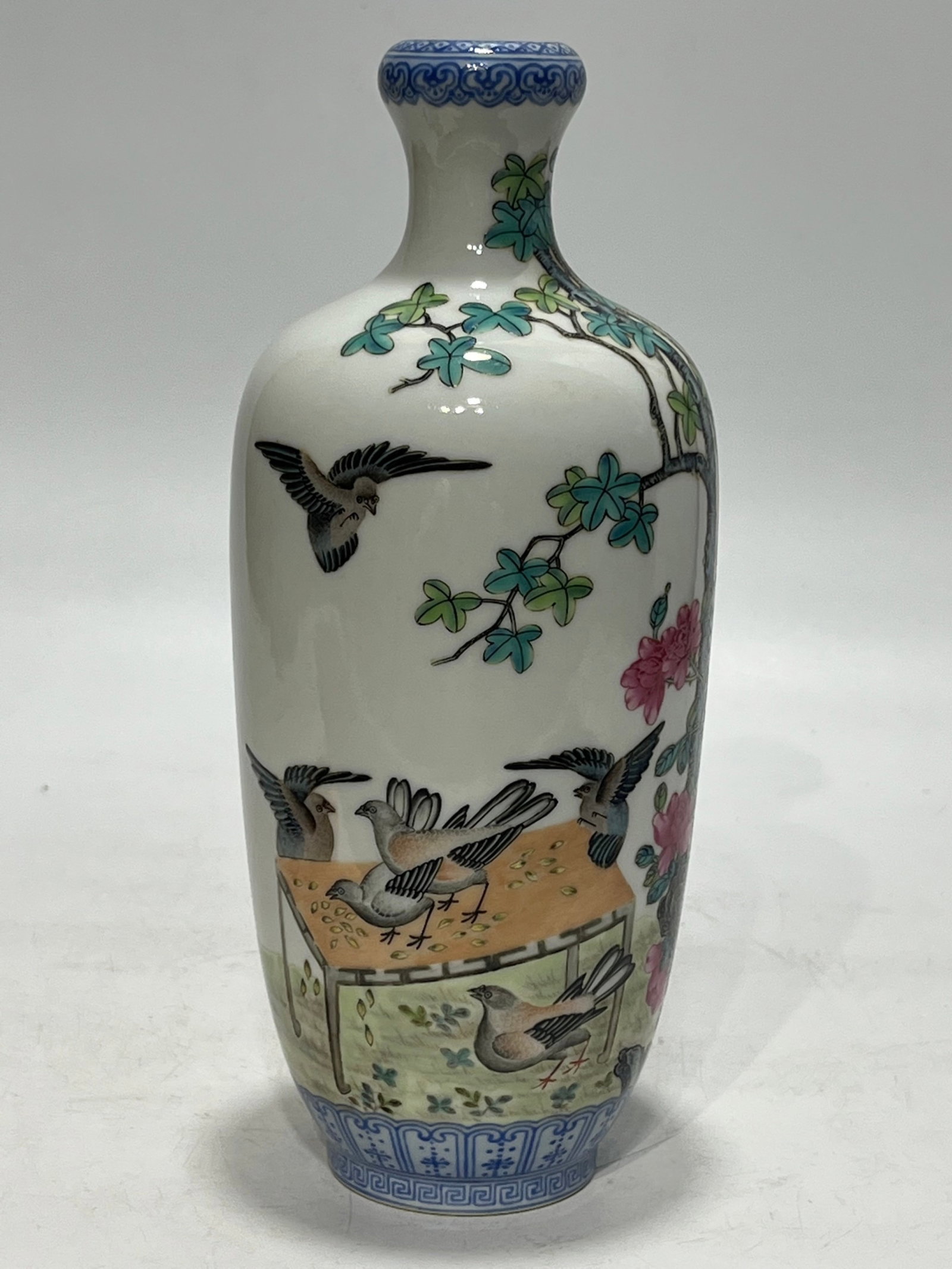 An Exquisite Famille-Rose Flower and Bird Pattern Vase,With Poem - 12