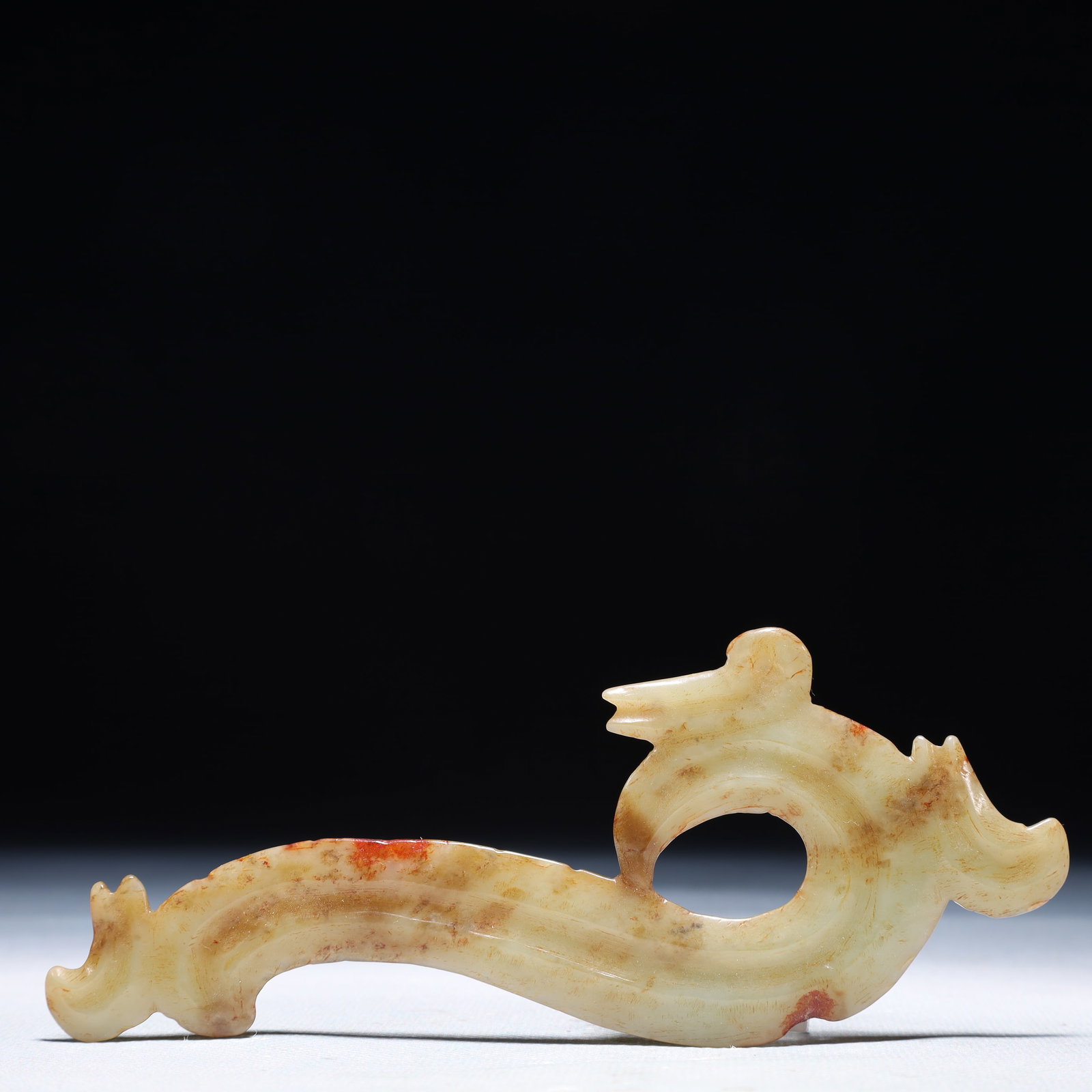 An Archaic Hongshan Culture White Jade Phoenix Pendant: An Archaic Hongshan Culture White Jade Phoenix Pendant,Ancient Time,China,Size:5.9inx2.2in,Weight:36.8g