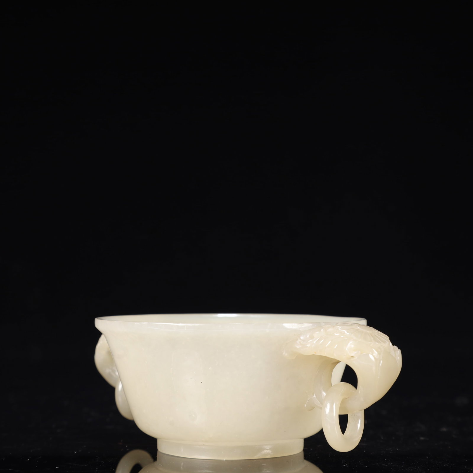 An Exquisite White Jade Double-Ears Cup - 2