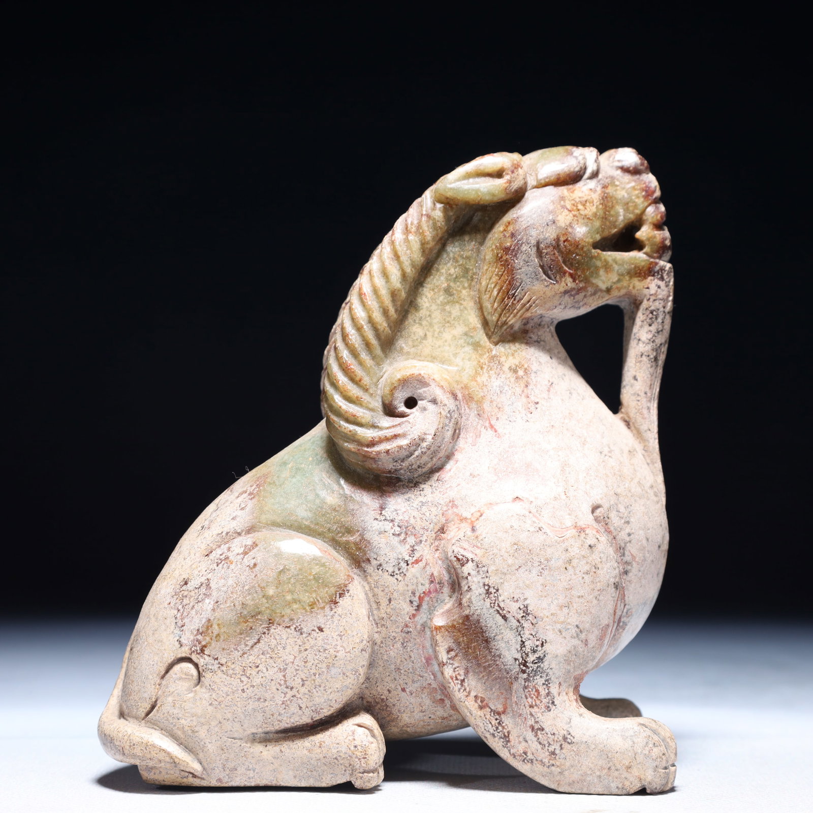 An Archaic Archaic Jade Beast Ornament: An Archaic Archaic Jade Beast Ornament,Ancient Time,China,Size:4.3inx2.4inx4.9in,Weight:1600g 高古玉兽摆件,中国远古时期