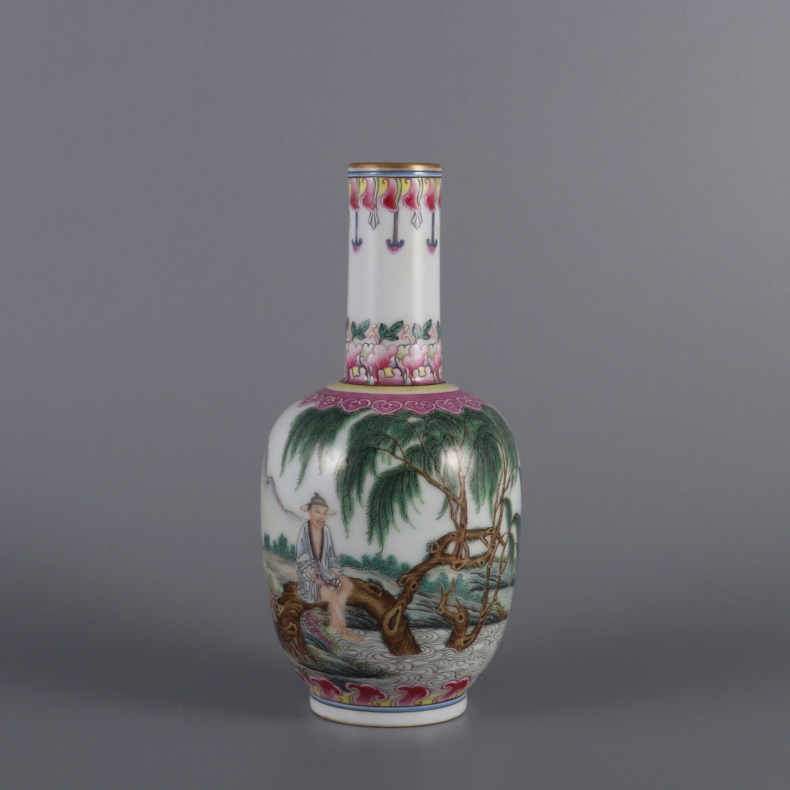 An Exquisite Enamel Character and Story Pattern Vase: An Exquisite Enamel Character and Story Pattern Vase,Qing Dynasty,China,Yongzheng Four-character Mark,Size:7.6inx3.3in