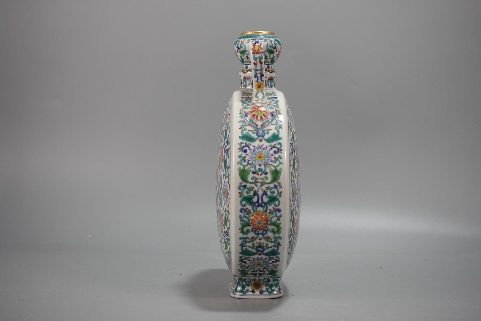 A Rare Doucai Lotus Pattern Double-Ears Vase - 2