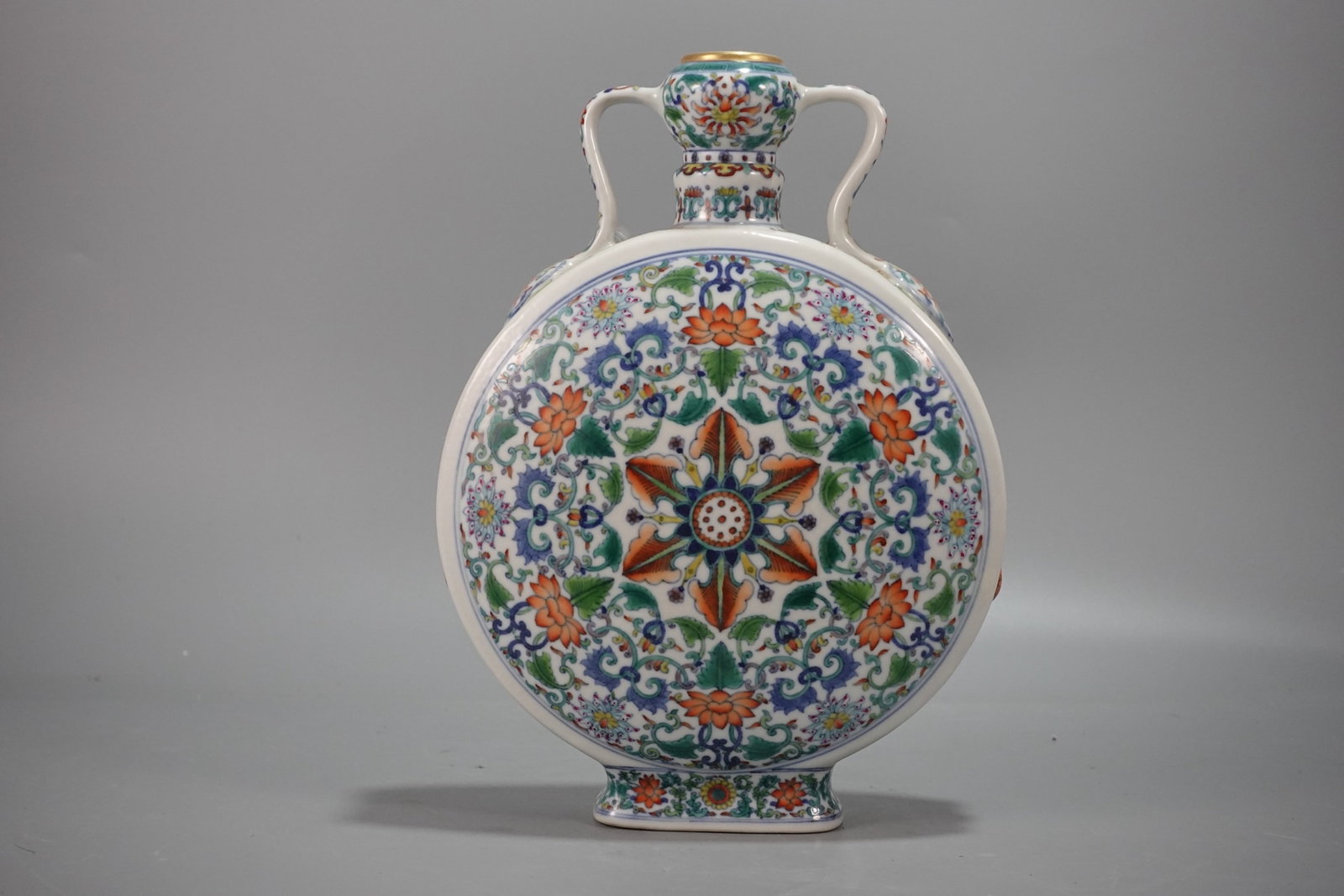 A Rare Doucai Lotus Pattern Double-Ears Vase - 3