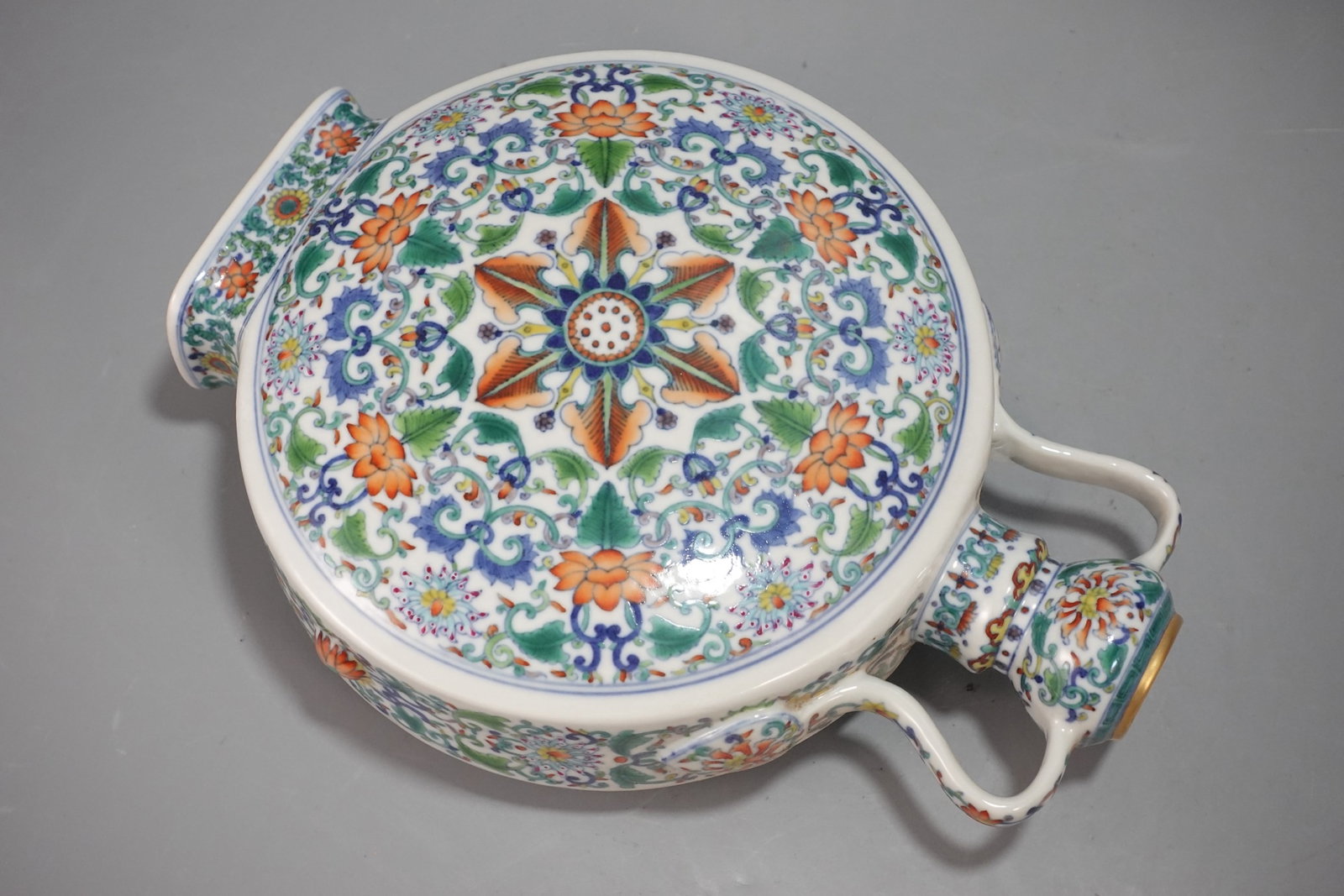 A Rare Doucai Lotus Pattern Double-Ears Vase - 5