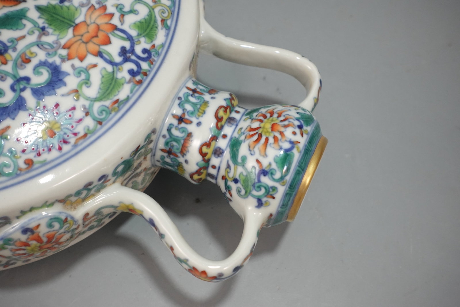 A Rare Doucai Lotus Pattern Double-Ears Vase - 7