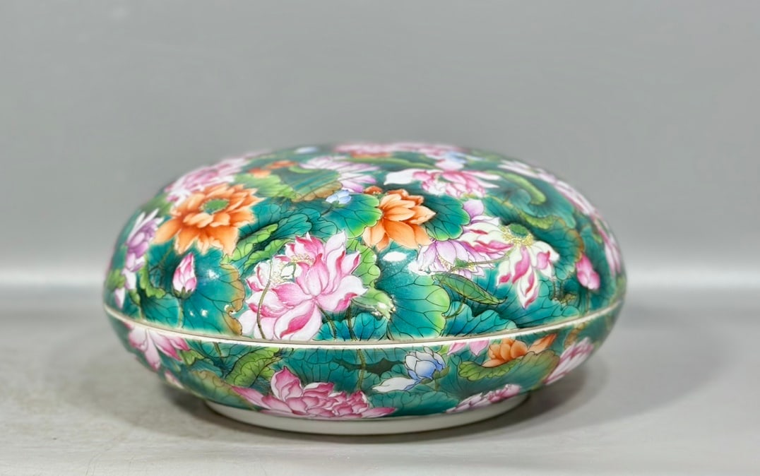 An Exquisite Enamel Lotus Pattern Box with Cover (1 of 7)