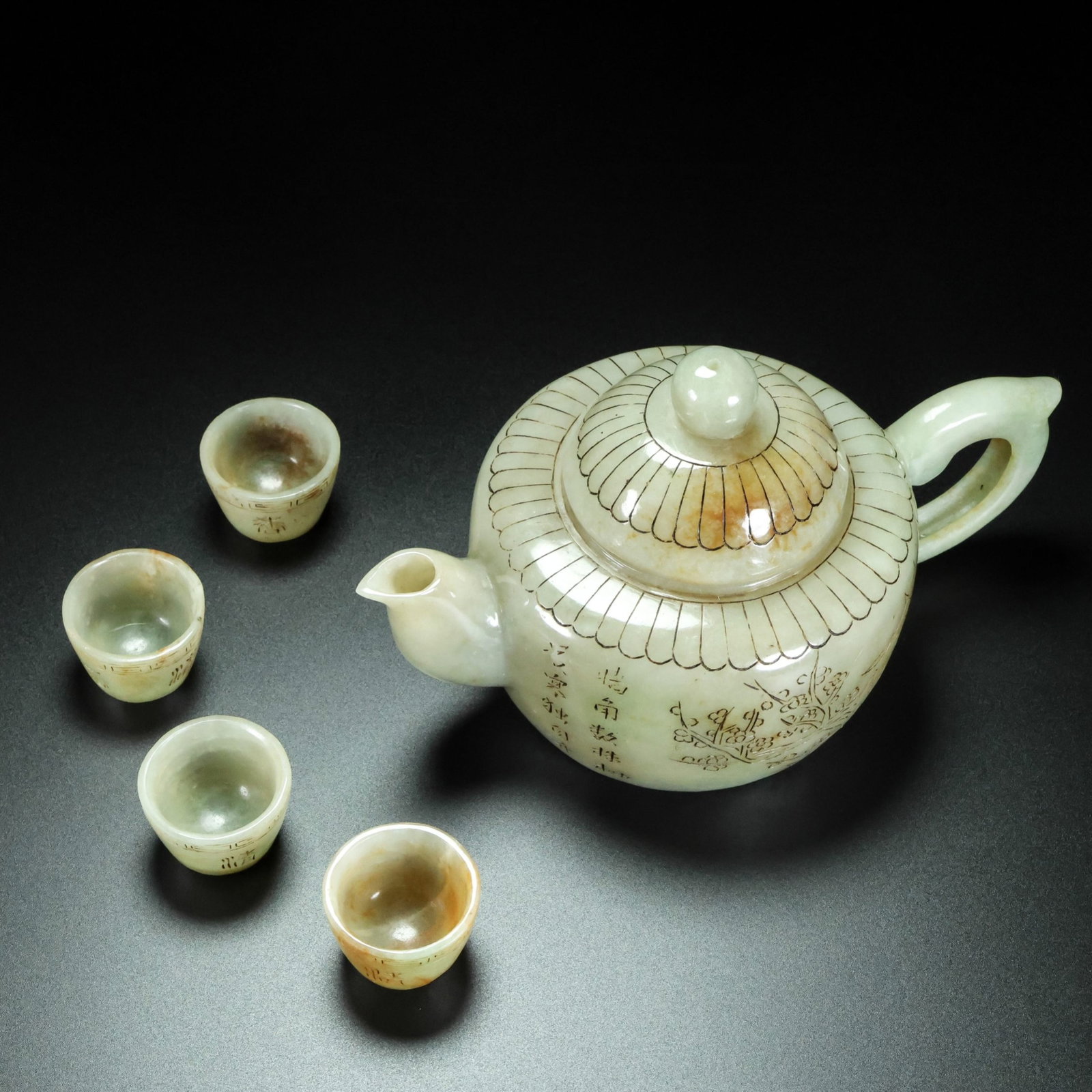 A Set of Fine Plum Blossom,Orchid Bamboo and Chrysanthemum Pattern Pots,with poem (1 of 9)