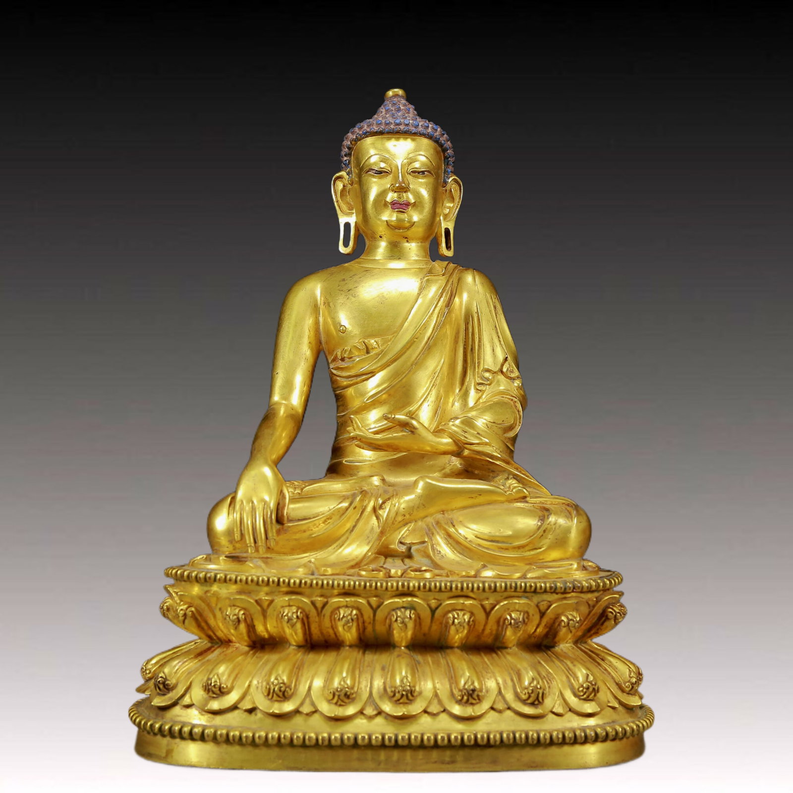 A Pair of Solemn Gilt Bronze Statue of Sakyamuni - 12
