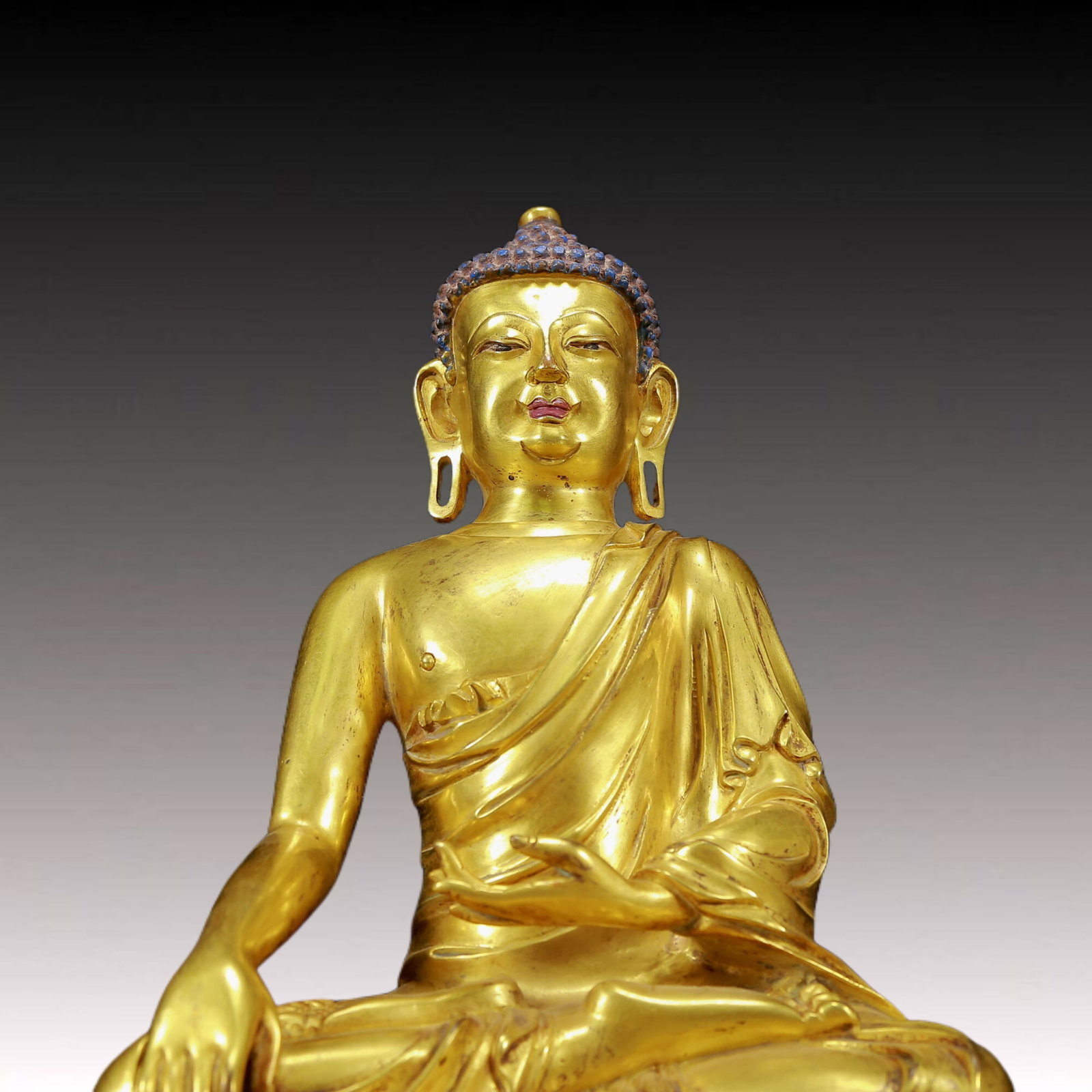 A Pair of Solemn Gilt Bronze Statue of Sakyamuni - 13