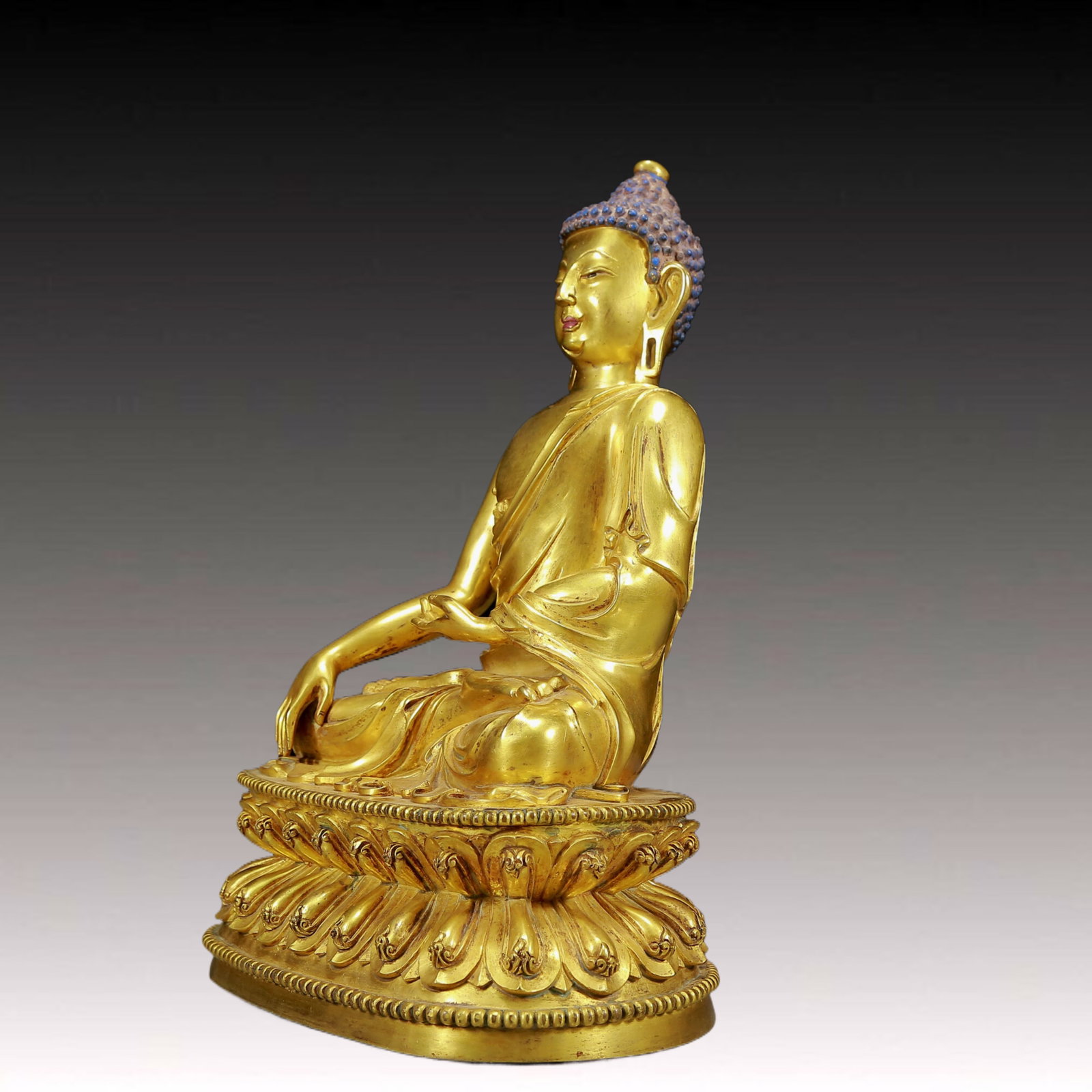 A Pair of Solemn Gilt Bronze Statue of Sakyamuni - 15