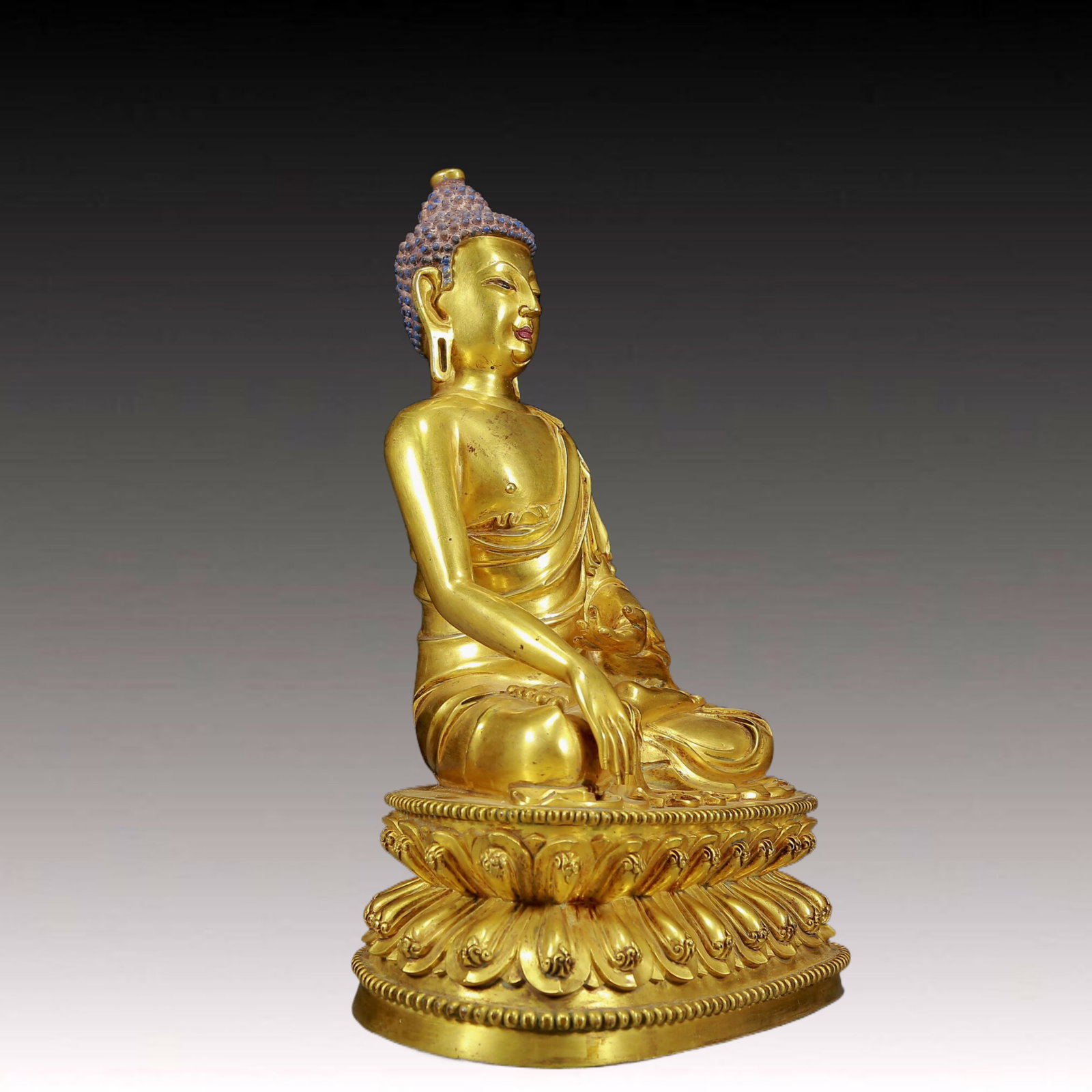 A Pair of Solemn Gilt Bronze Statue of Sakyamuni - 16