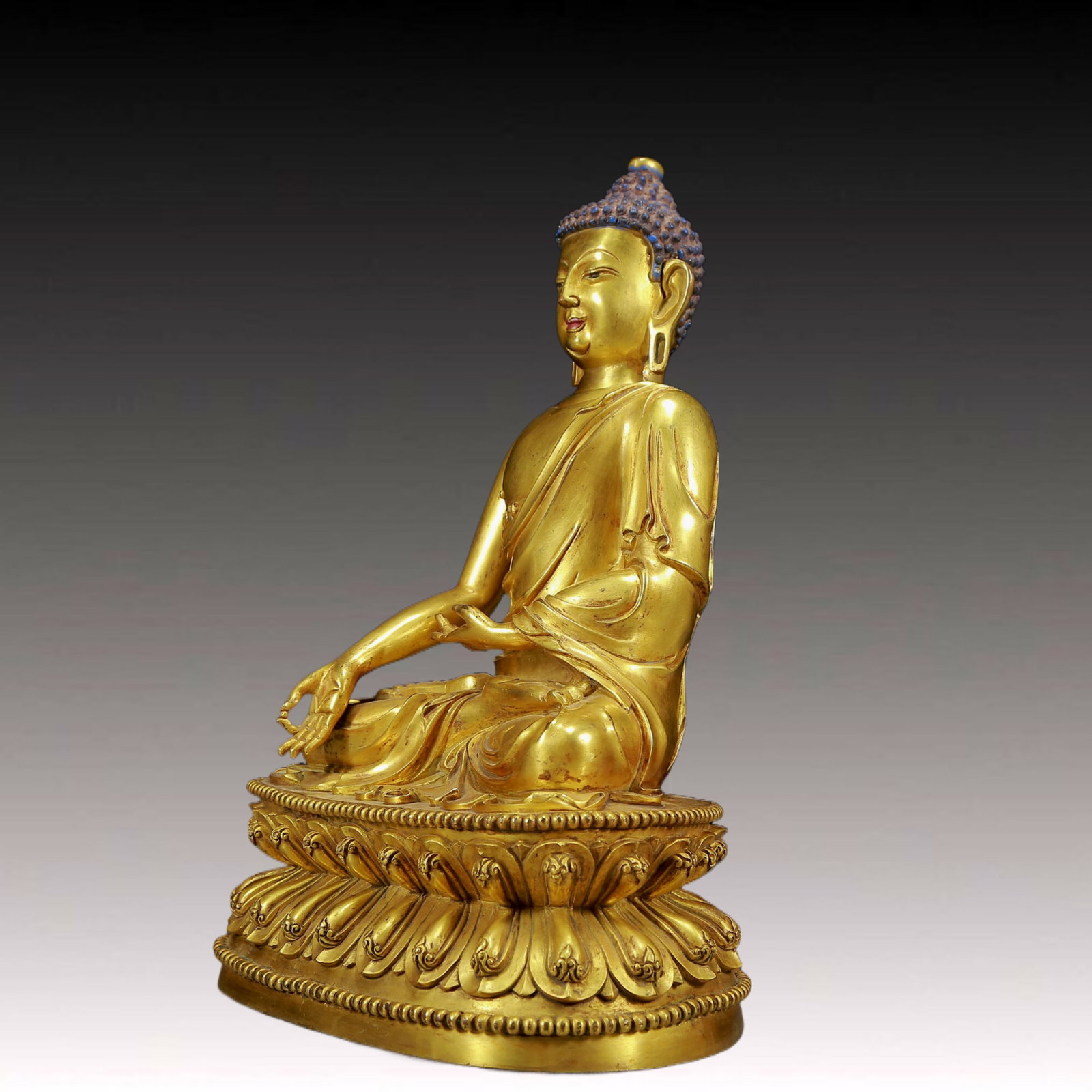 A Pair of Solemn Gilt Bronze Statue of Sakyamuni - 20