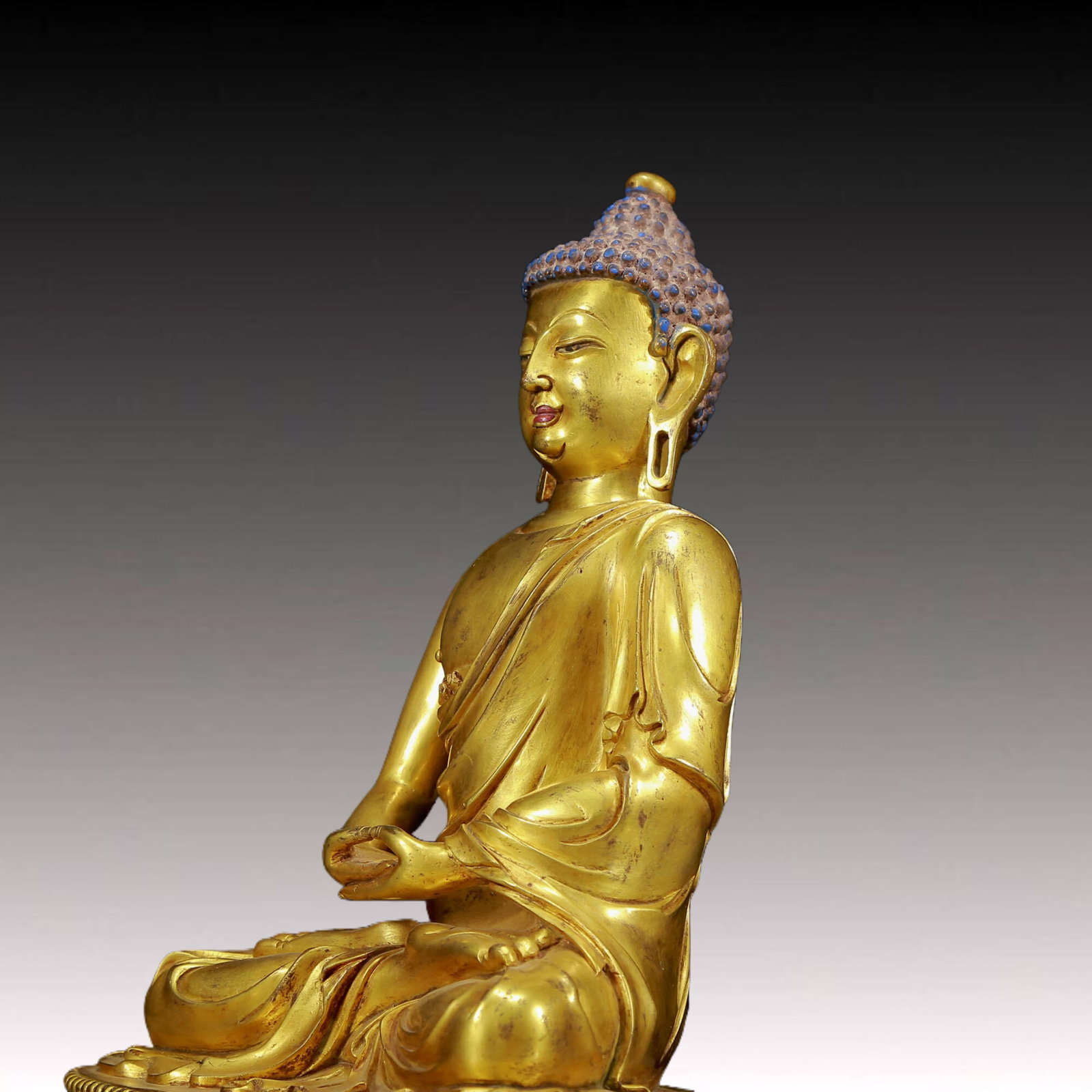A Pair of Solemn Gilt Bronze Statue of Sakyamuni - 7