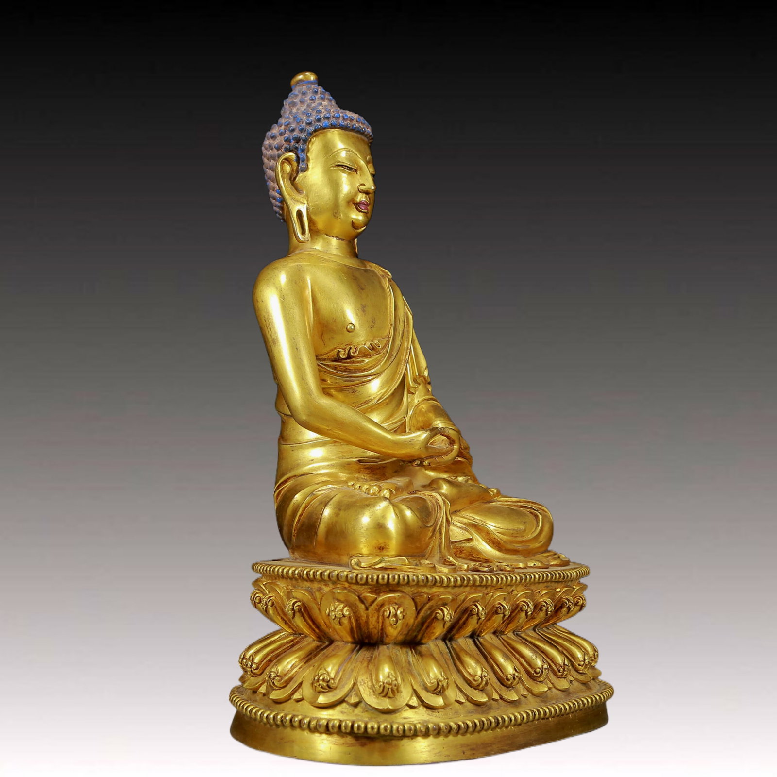 A Pair of Solemn Gilt Bronze Statue of Sakyamuni - 8