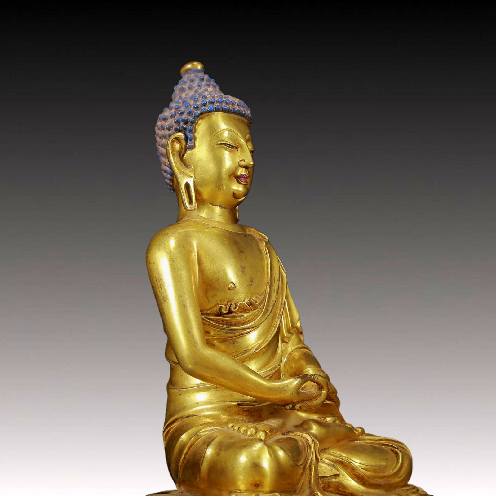 A Pair of Solemn Gilt Bronze Statue of Sakyamuni - 9