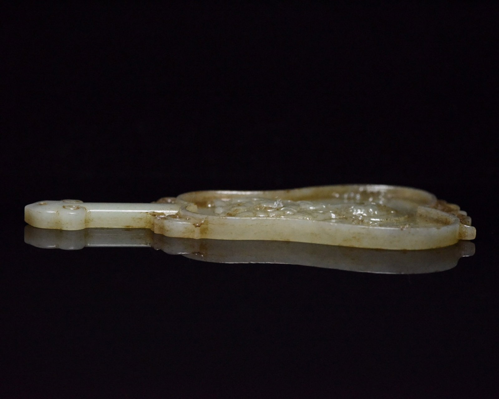 An Exquisite White Jade Figure Pattern Fan - 3
