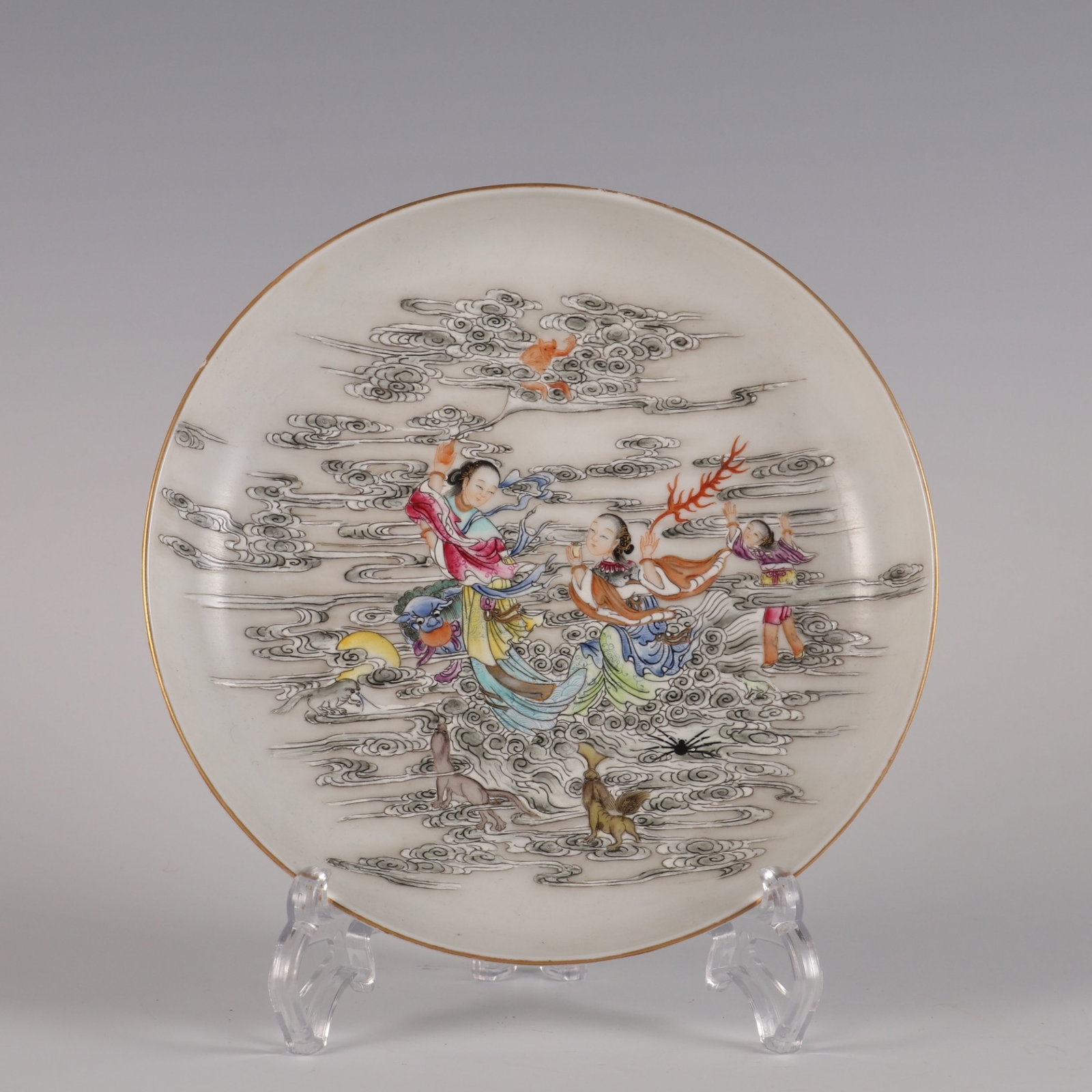 An Exquisite Famille-Rose Character and Story Pattern Plate: An Exquisite Famille-Rose Character and Story Pattern Plate,Qing Dynasty,China,Yongzheng Six-character Mark,Size:1.6inx7.3in