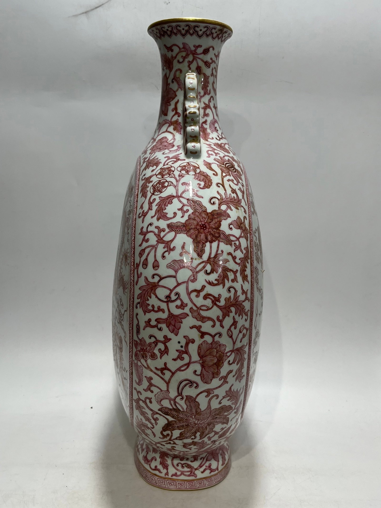 A Huge Ruby Red-Glazed Auspicious Cloud and Dragon Pattern Dragon-Ears Vase - 3