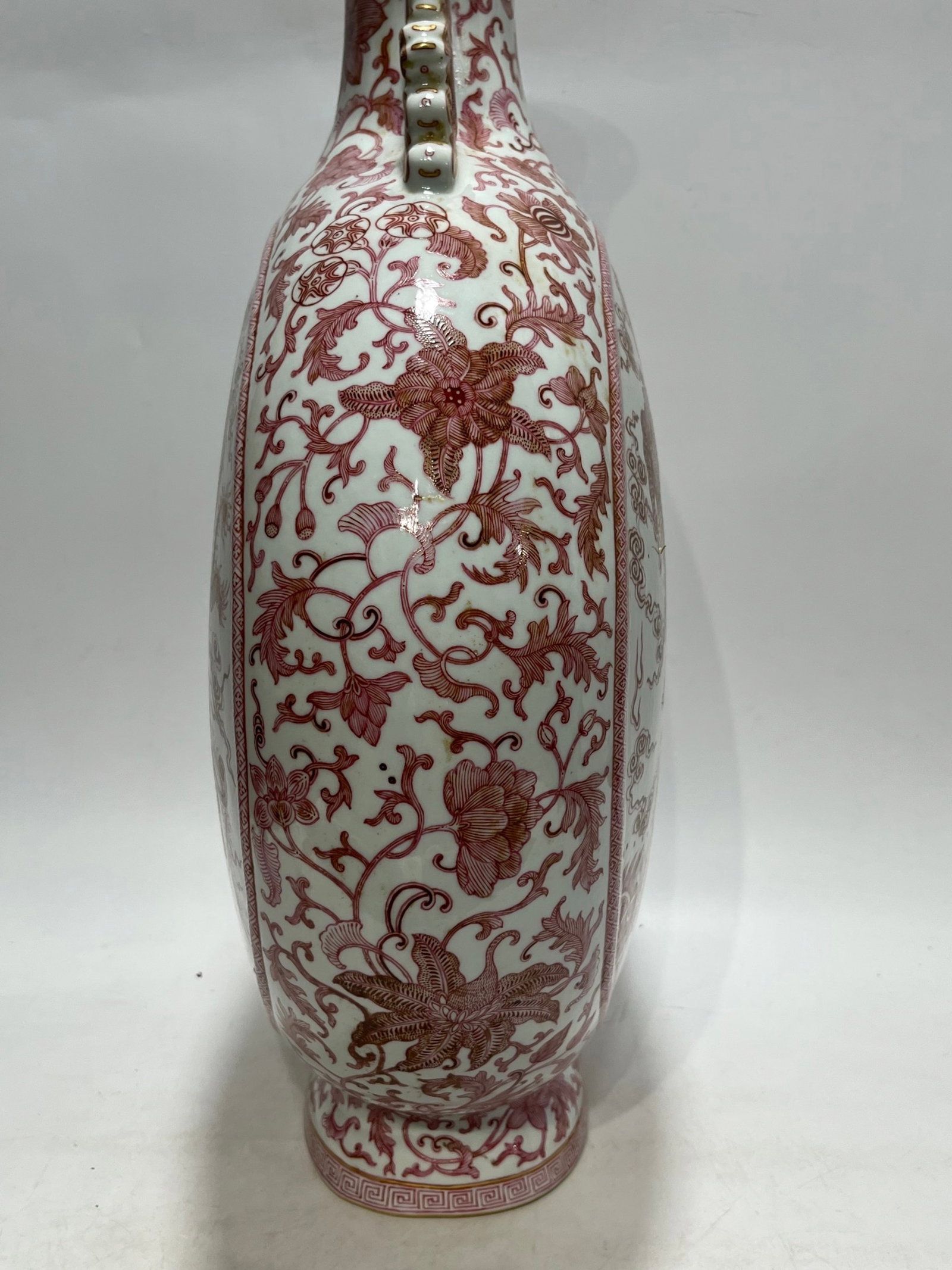 A Huge Ruby Red-Glazed Auspicious Cloud and Dragon Pattern Dragon-Ears Vase - 4