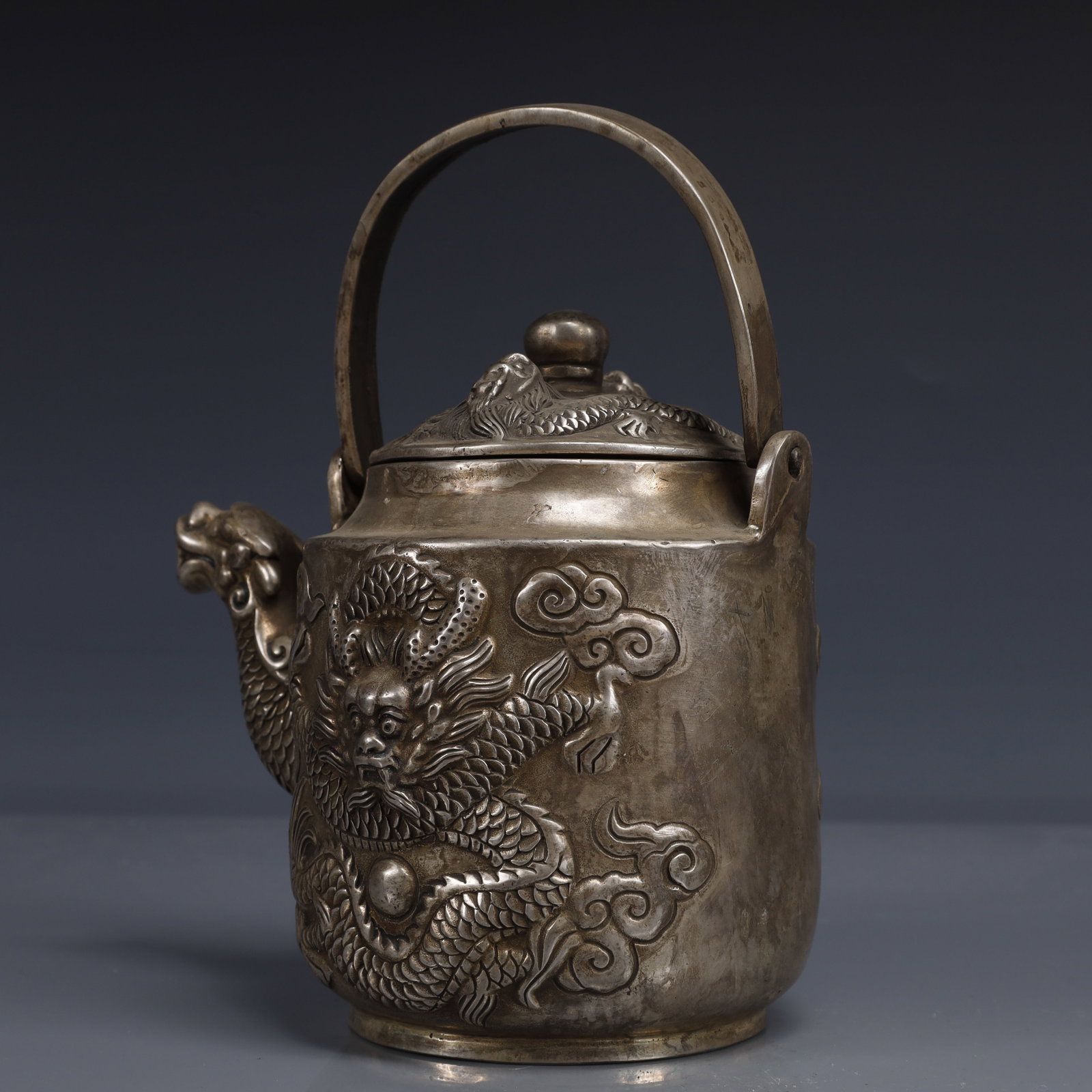 An Exquisite Silver-Plated Bronze Dragon Pattern Ewer - 10