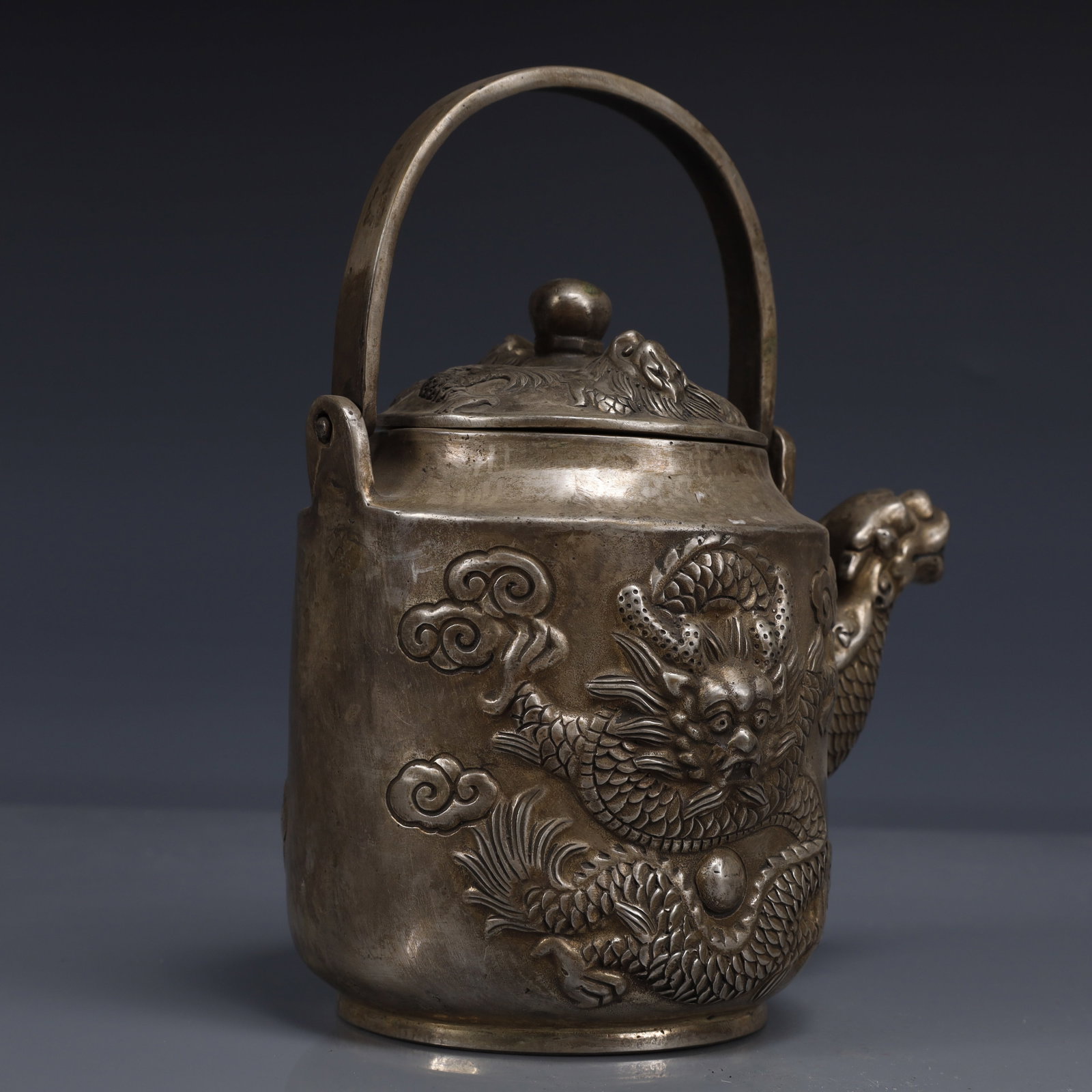 An Exquisite Silver-Plated Bronze Dragon Pattern Ewer - 8