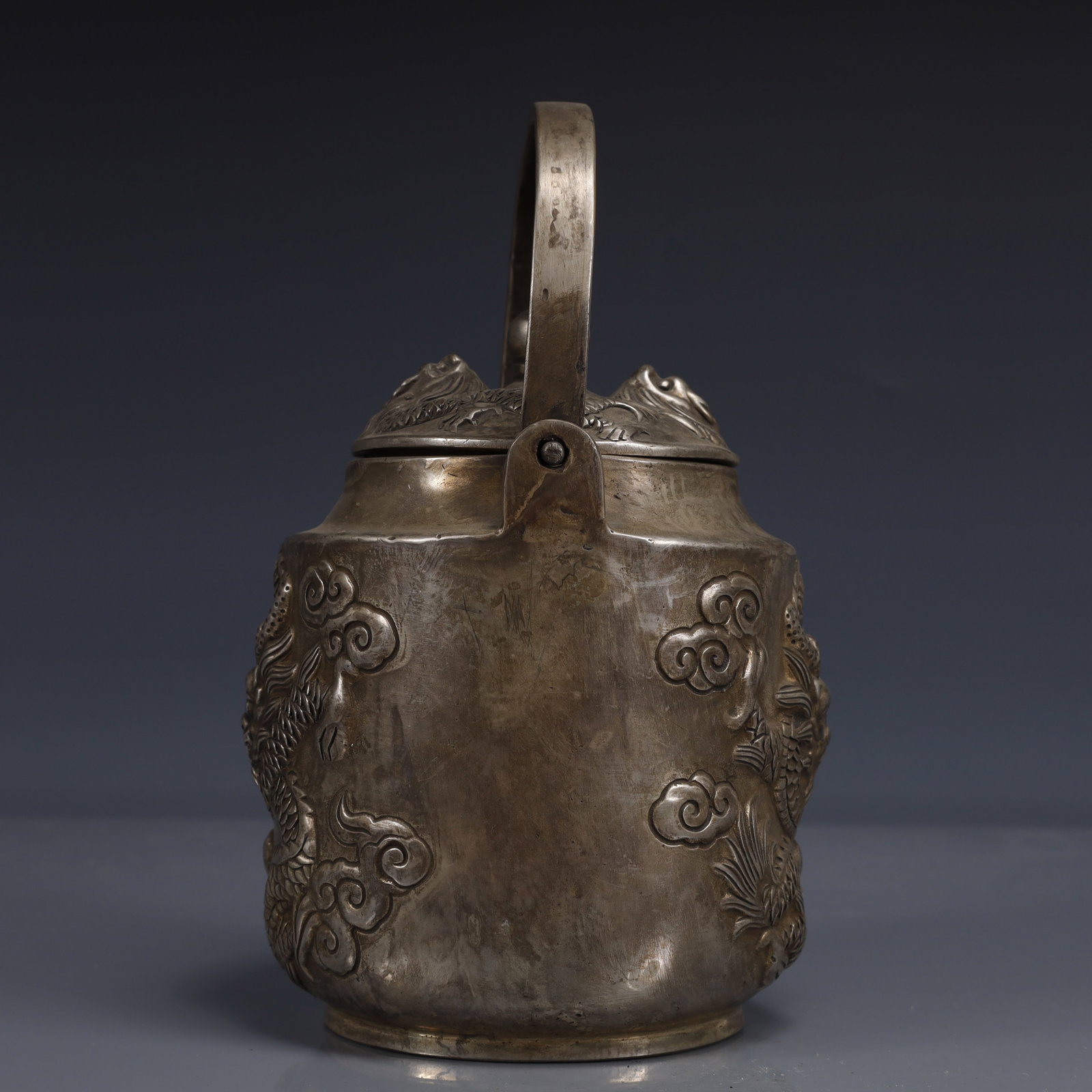 An Exquisite Silver-Plated Bronze Dragon Pattern Ewer - 9
