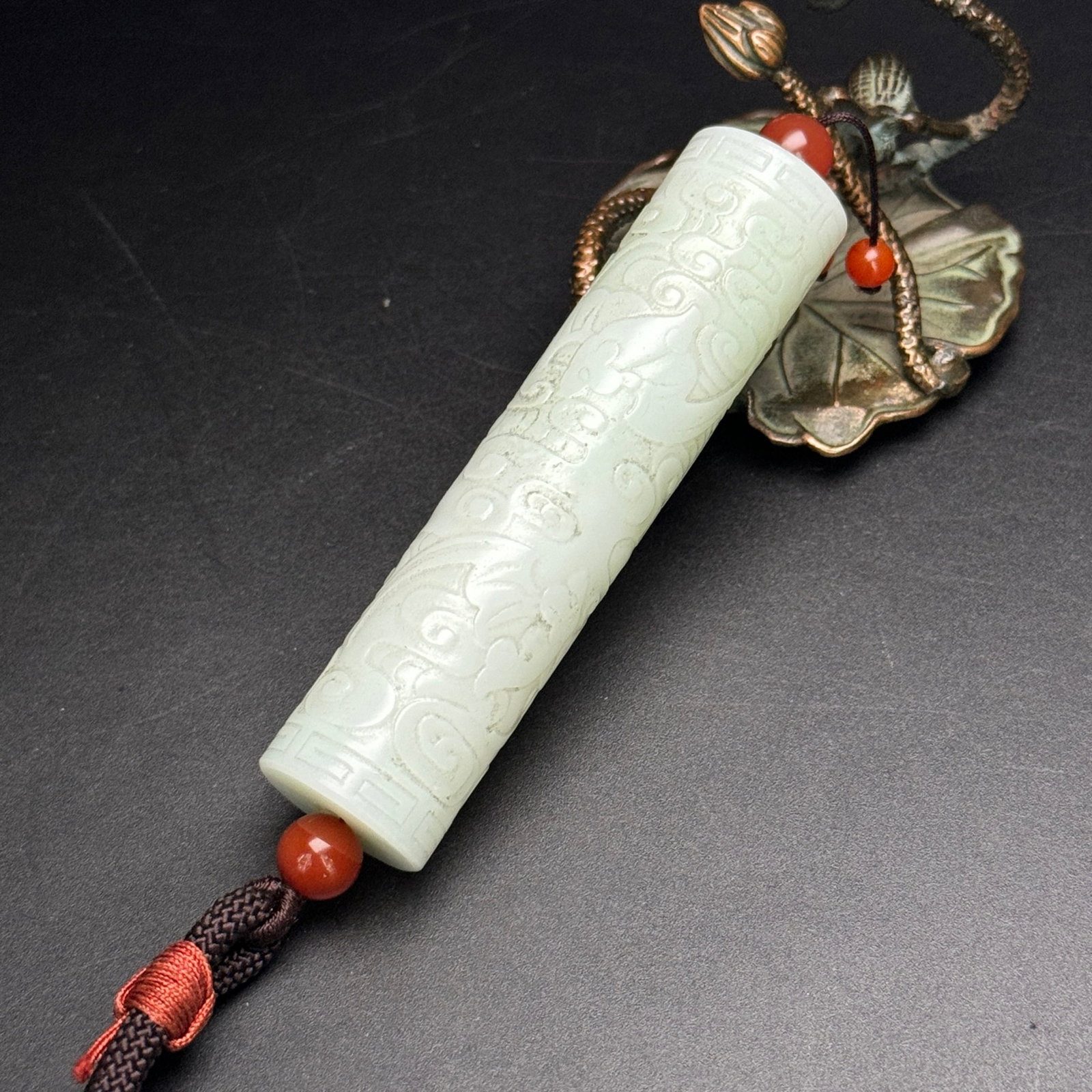 An Exquisite White Jade Auspicious Cloud and Bats Pattern Pendant - 4