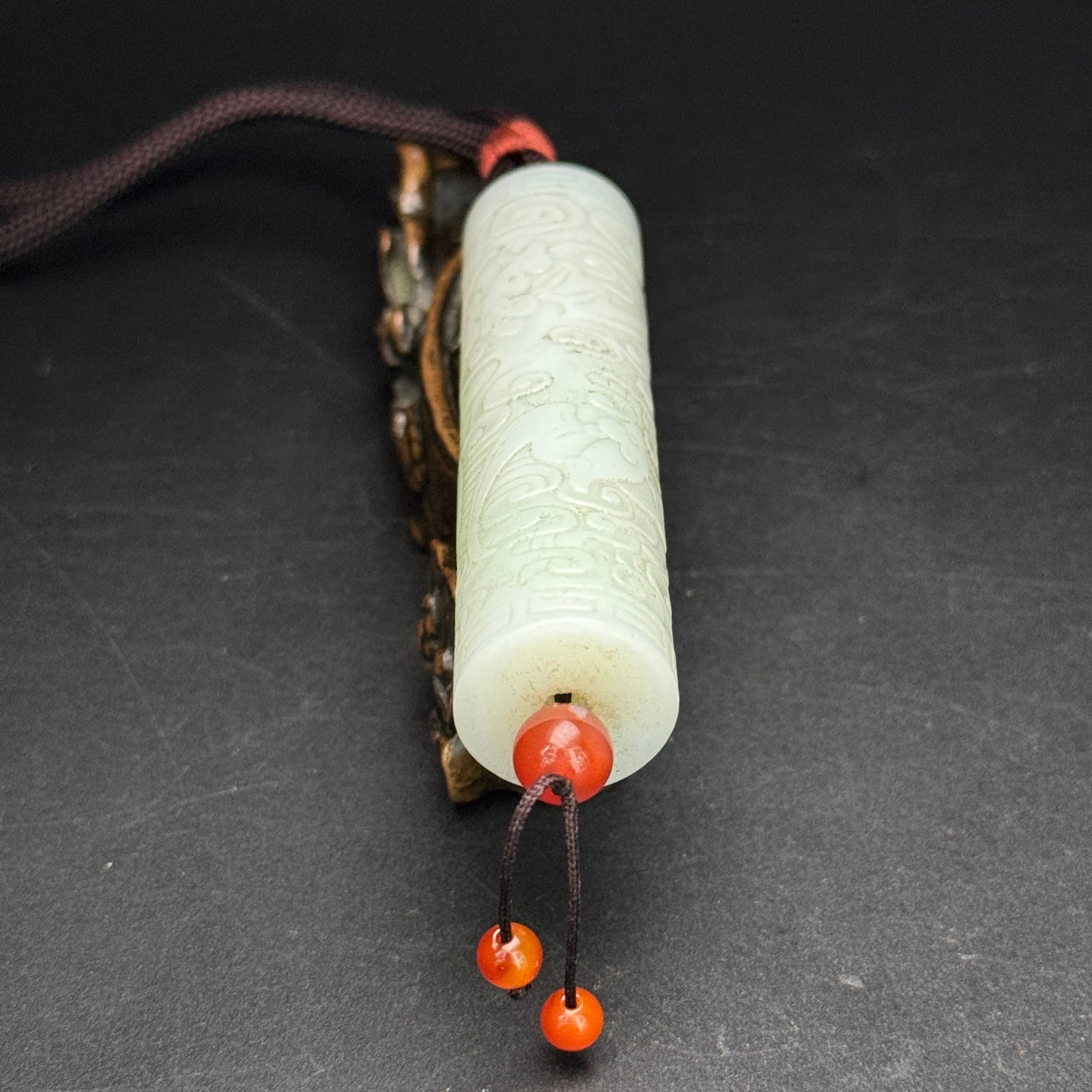 An Exquisite White Jade Auspicious Cloud and Bats Pattern Pendant - 7