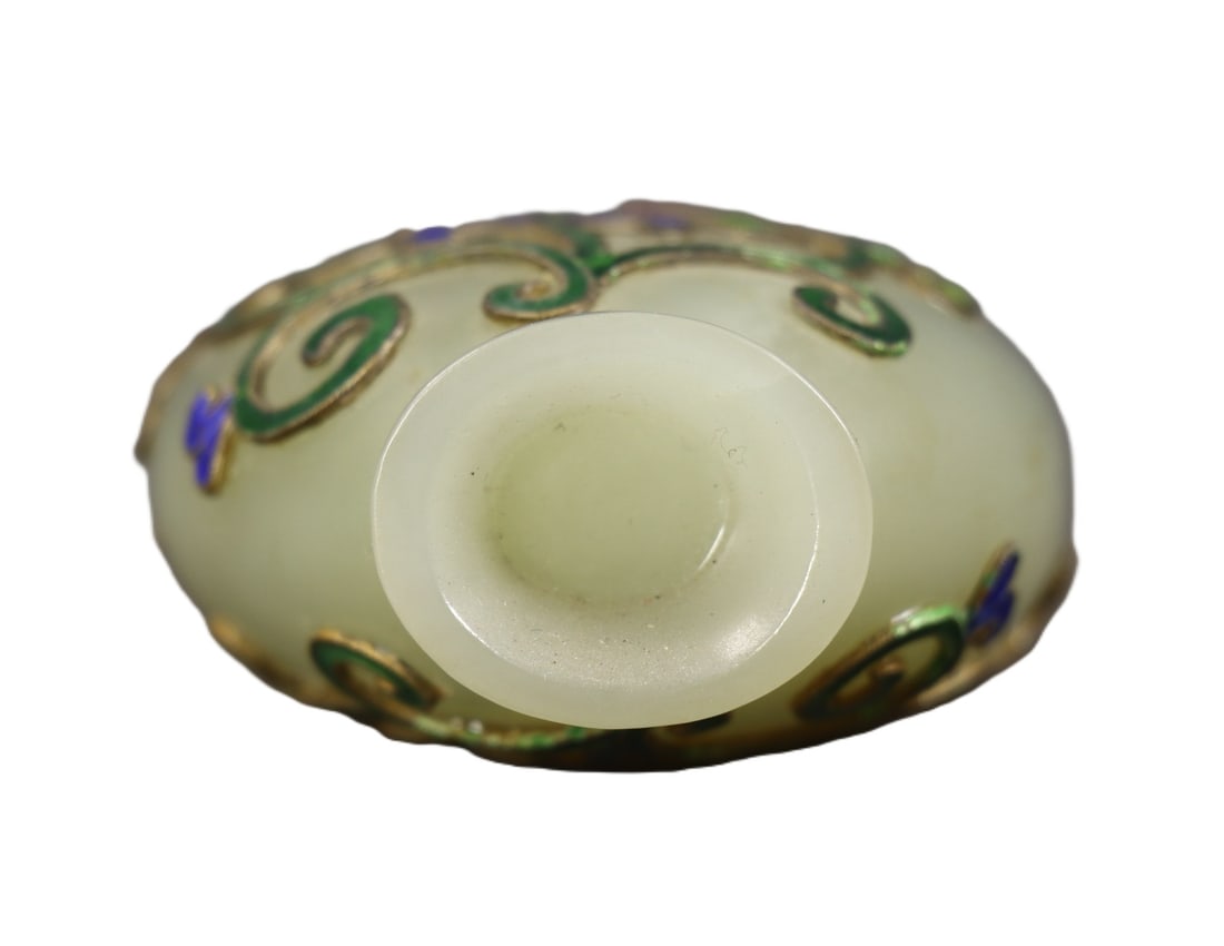 An Exquisite White Jade Flower Pattern Double-Ears Bottle - 8