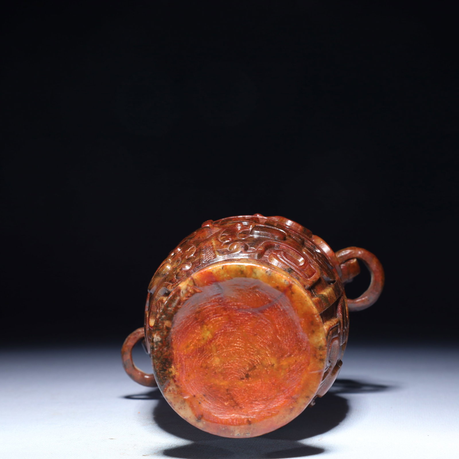 An Exquisite Archaic Jade Beast-Face Pattern Double-Ears Bottle - 10