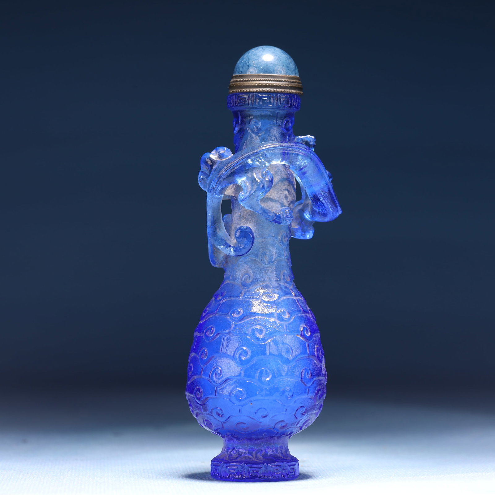 An Exquisite Glass Chi-Dragon Pattern Snuff Bottle - 6