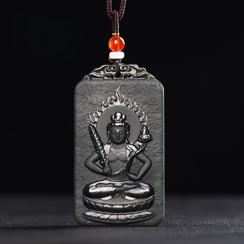 An Exquisite Cyan jade Statue of Bodhisattva Pendant: An Exquisite Cyan jade Statue of Bodhisattva Pendant,Size:2.5inx1.4inx0.3in 青玉菩萨像挂件