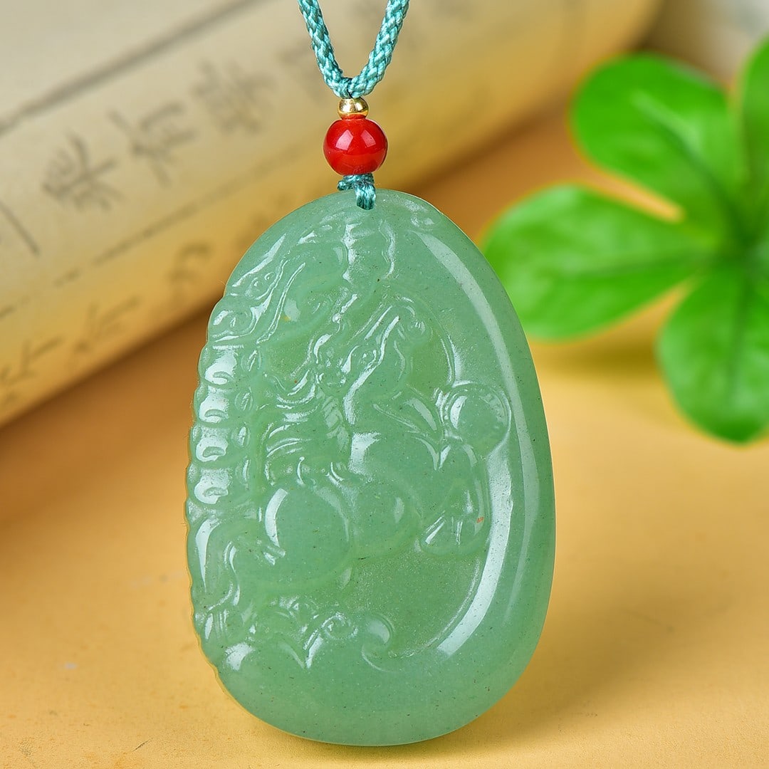 An Exquisite Greenish Jade Horse Pattern Pendant: An Exquisite Greenish Jade Horse Pattern Pendant,Size:1.4inx2.1in 青玉马纹挂件