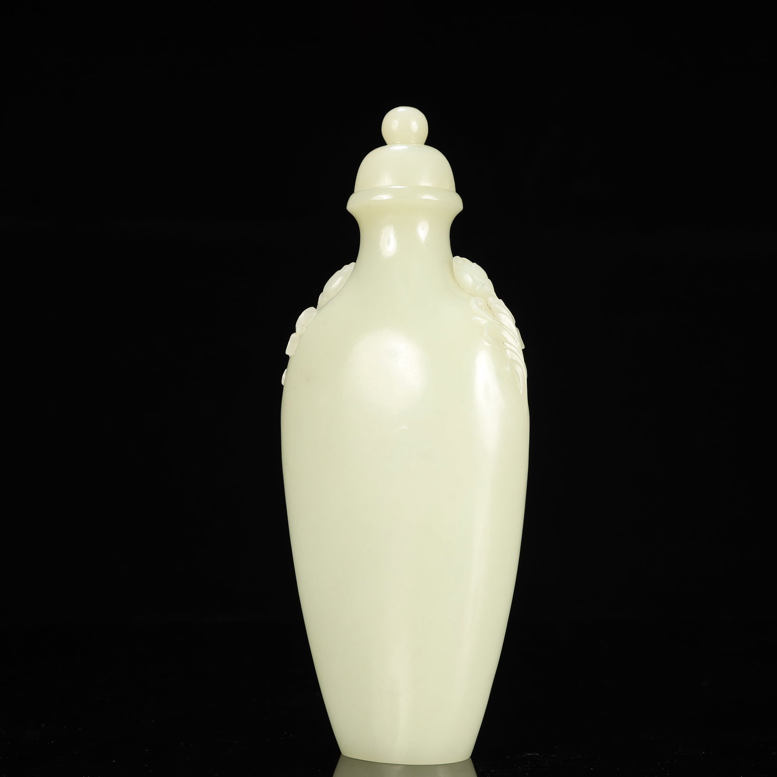 An Exquisite White Jade Flower Pattern Double-Ears Bottle - 2