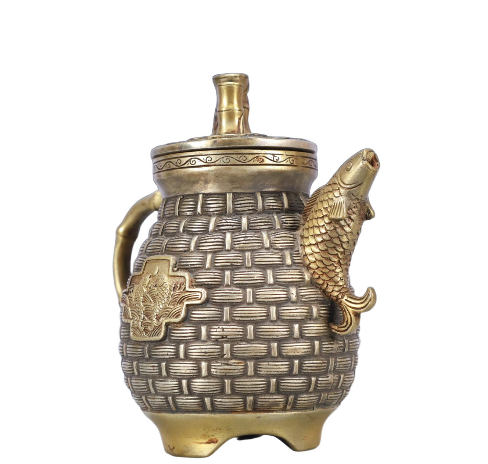 A Rare Gilt Silver Fish Pattern Ewer - 2