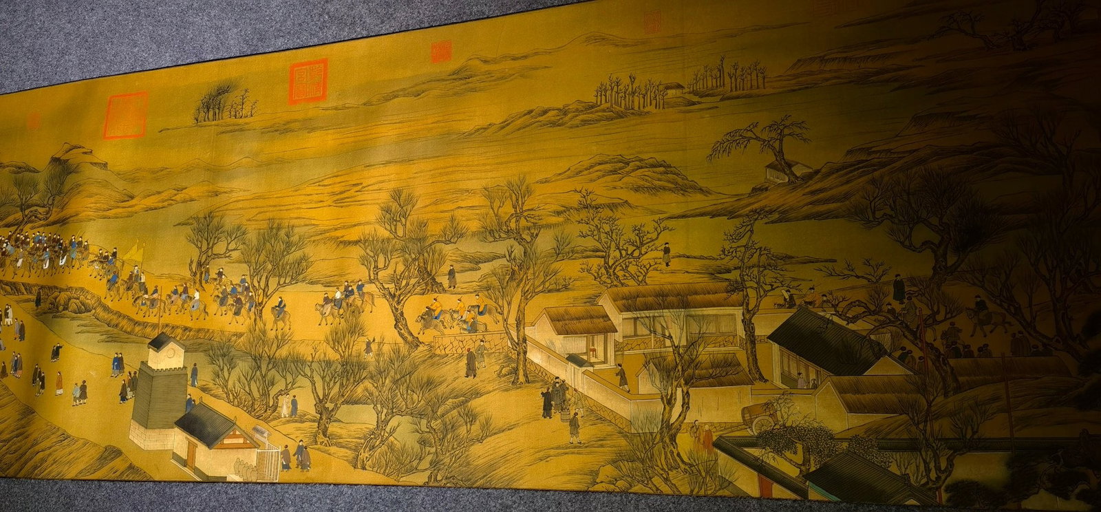 A Chinese Hand Scroll Ink Painting of Landscape and Figure on Paper,Xu Yang - 7