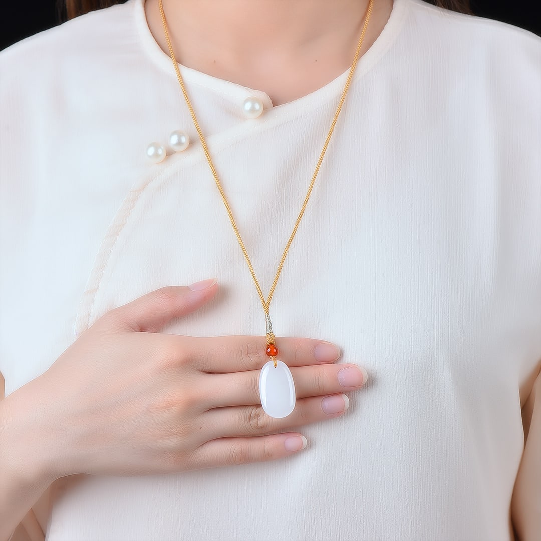 An Exquisite White Jade Pendant: An Exquisite White Jade Pendant,Size:0.7inx1.2in 白玉挂件