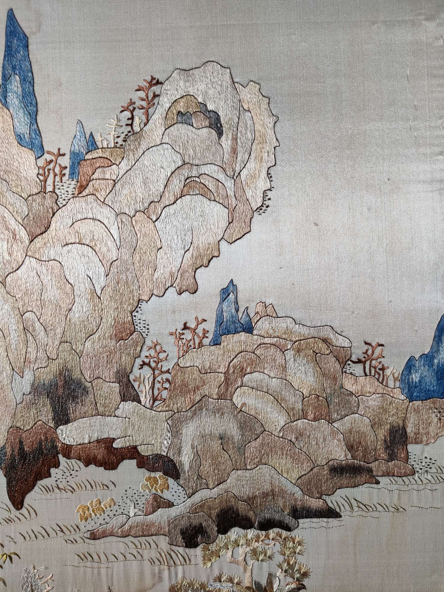 Cantonese Embroidery Landscape Pattern Four Screens - 7