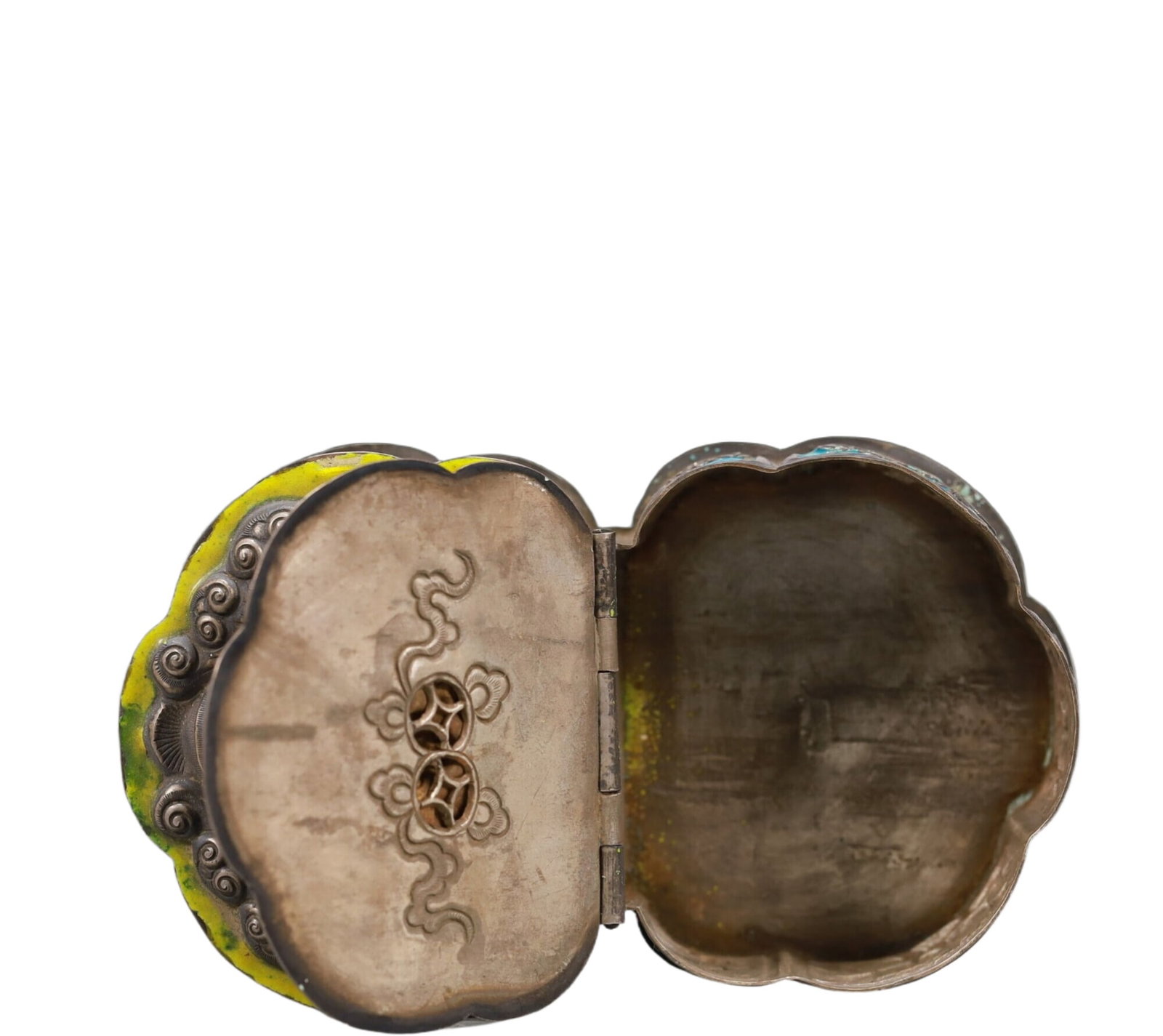 A Superb Silver Blueing 'Flower& Bat' Box - 7