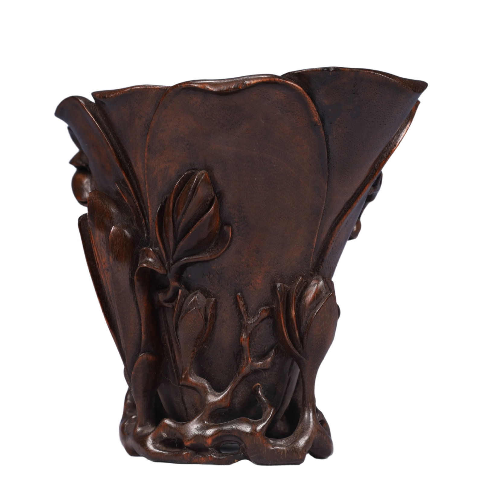 An Exquisite Redwood Flower Pattern Cup - 2