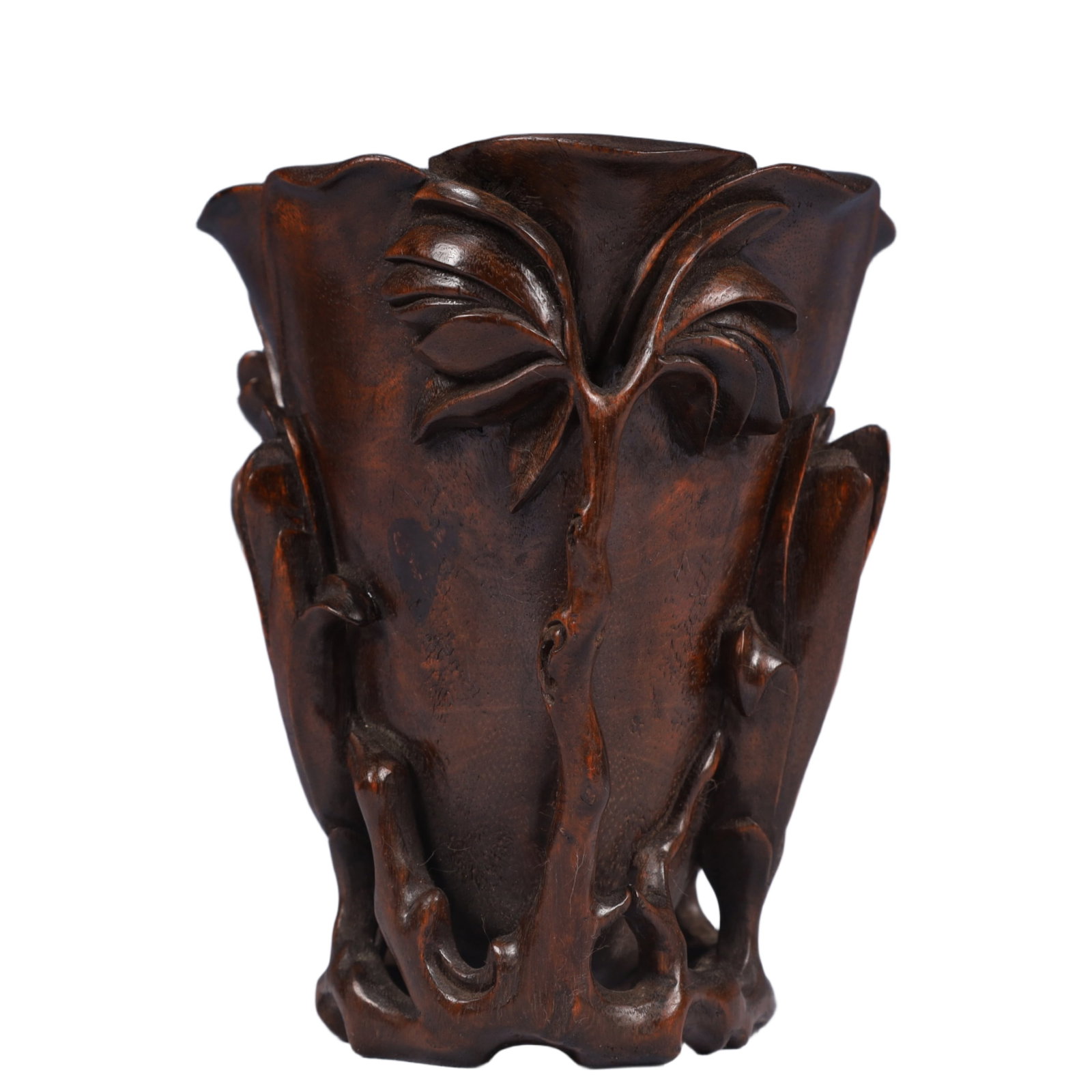 An Exquisite Redwood Flower Pattern Cup - 6