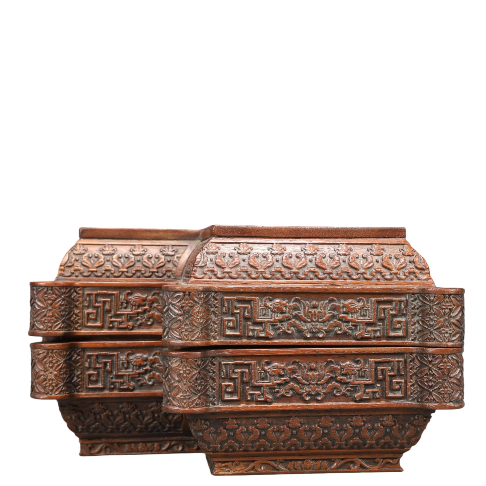 A Precious Poplar wood Flower Pattern Box - 3