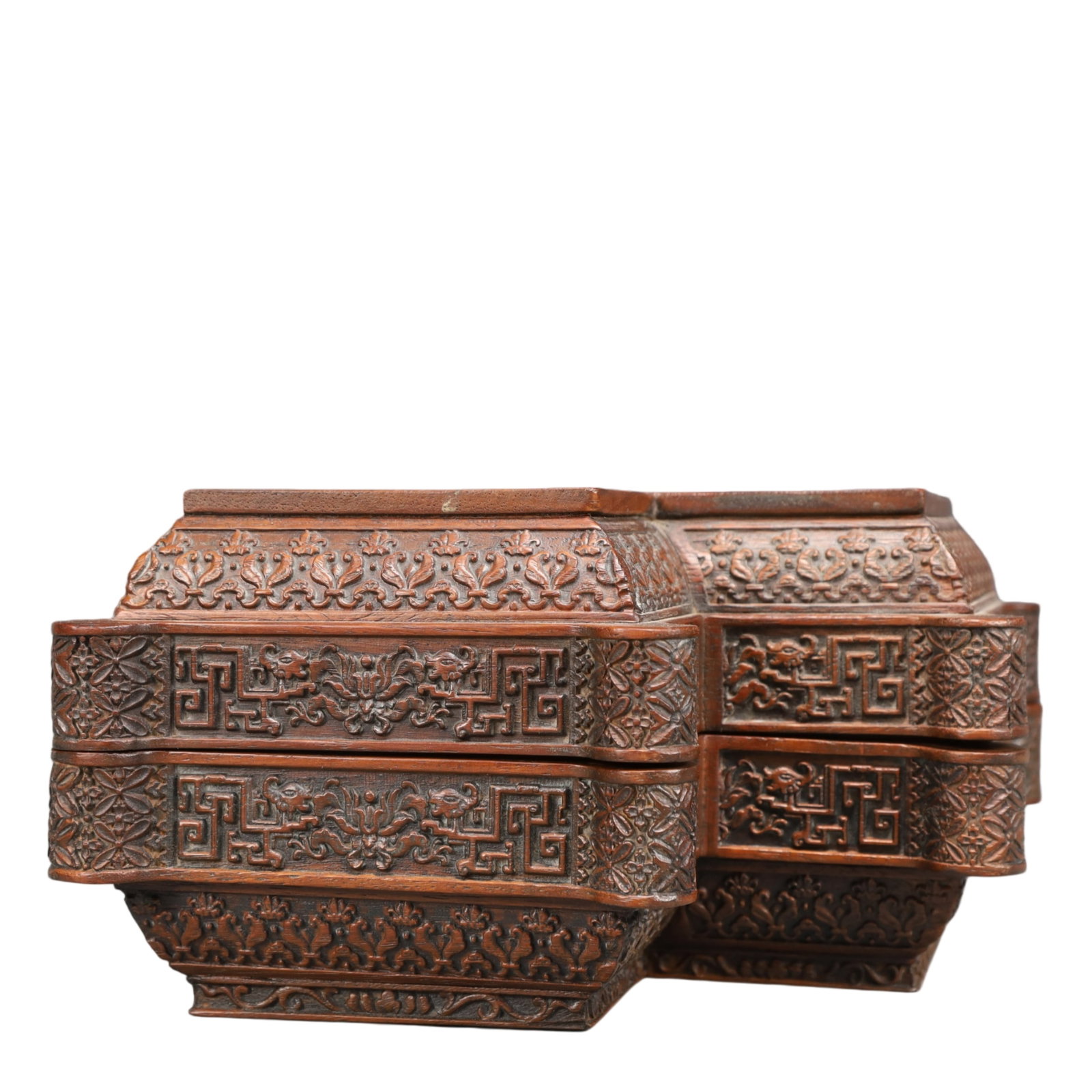 A Precious Poplar wood Flower Pattern Box - 4