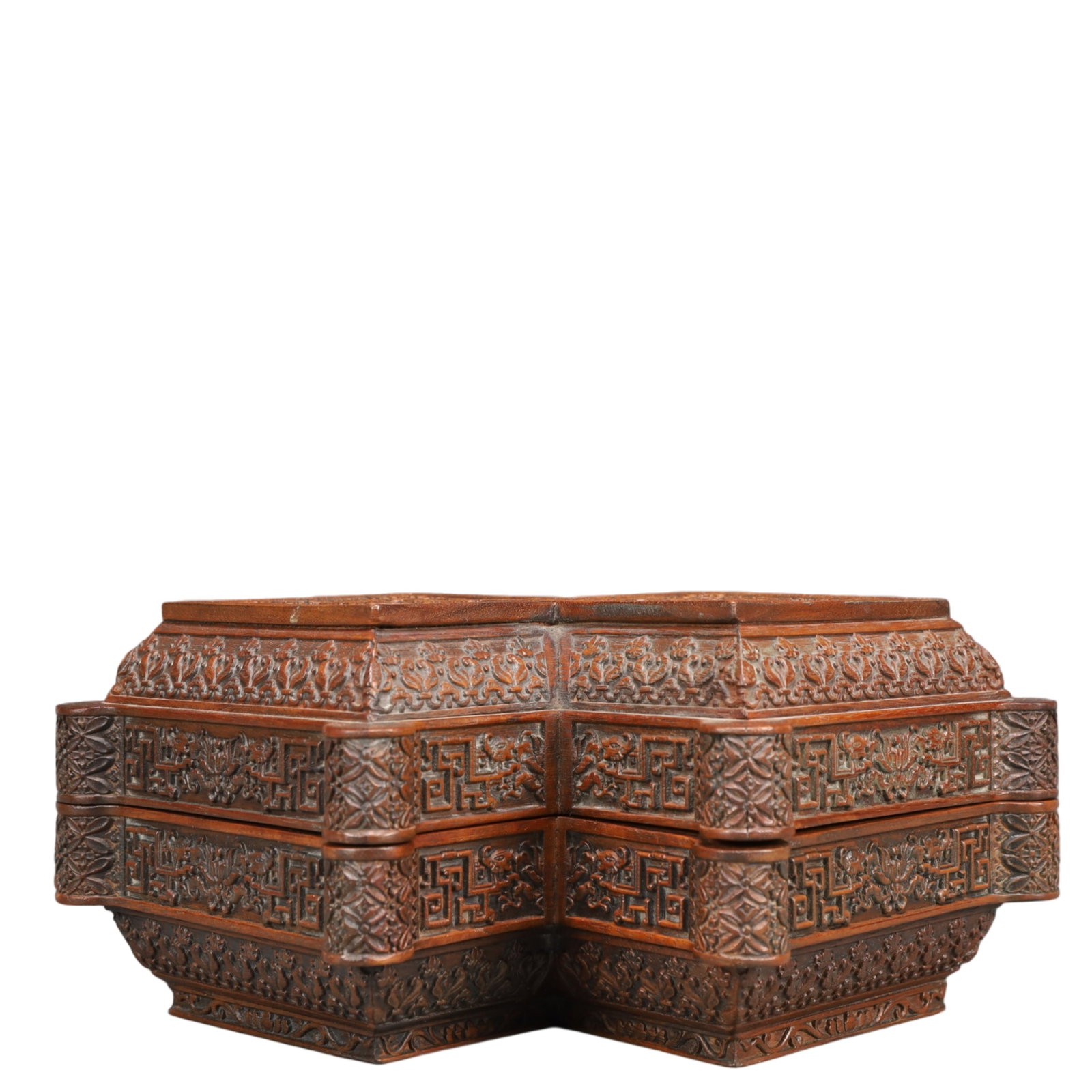A Precious Poplar wood Flower Pattern Box - 5