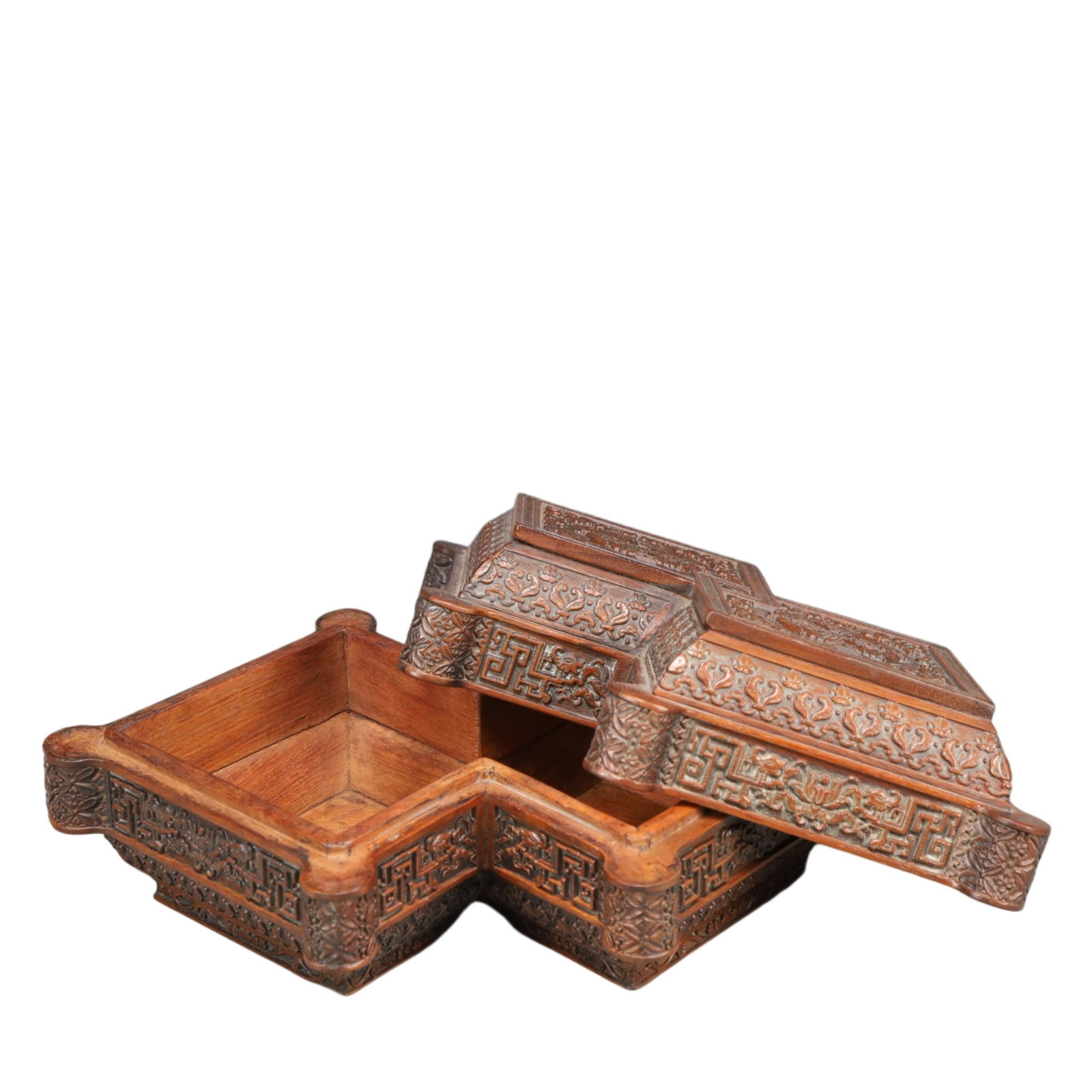 A Precious Poplar wood Flower Pattern Box - 7